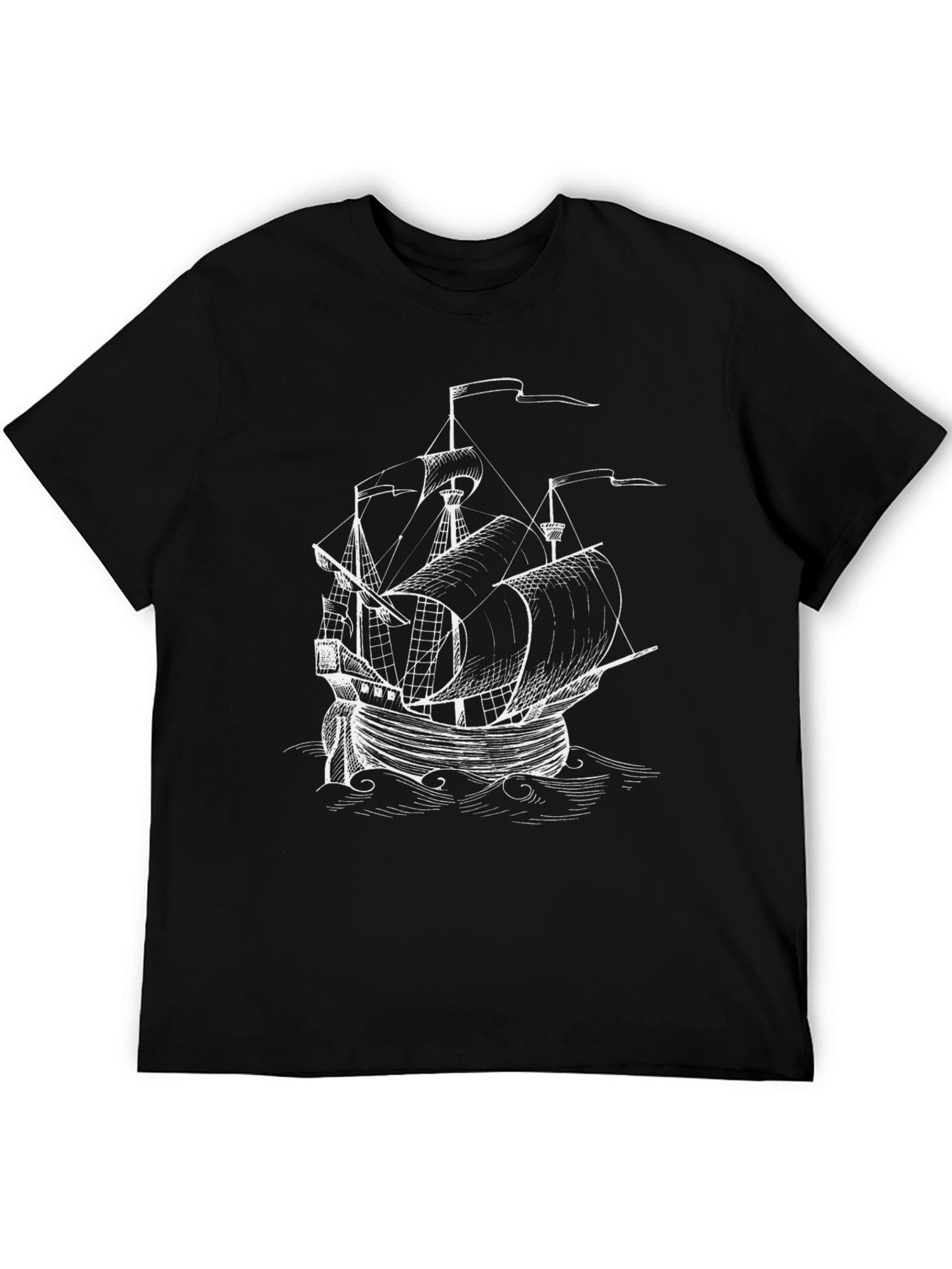 Classic Black Pirate Ship Graphic Tee