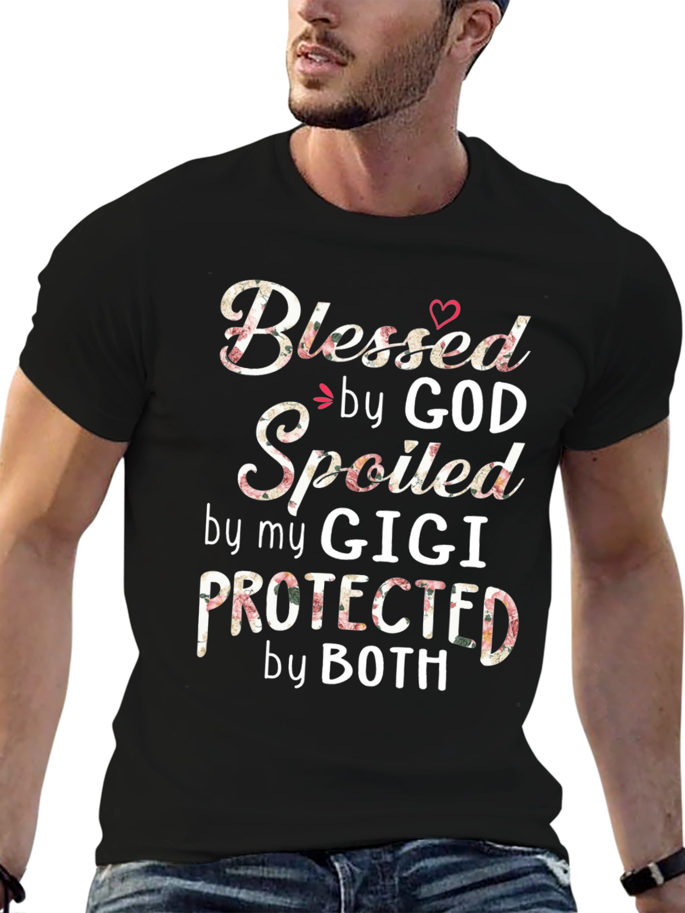 Blessed by God Spoiled by Gigi Black T-Shirt