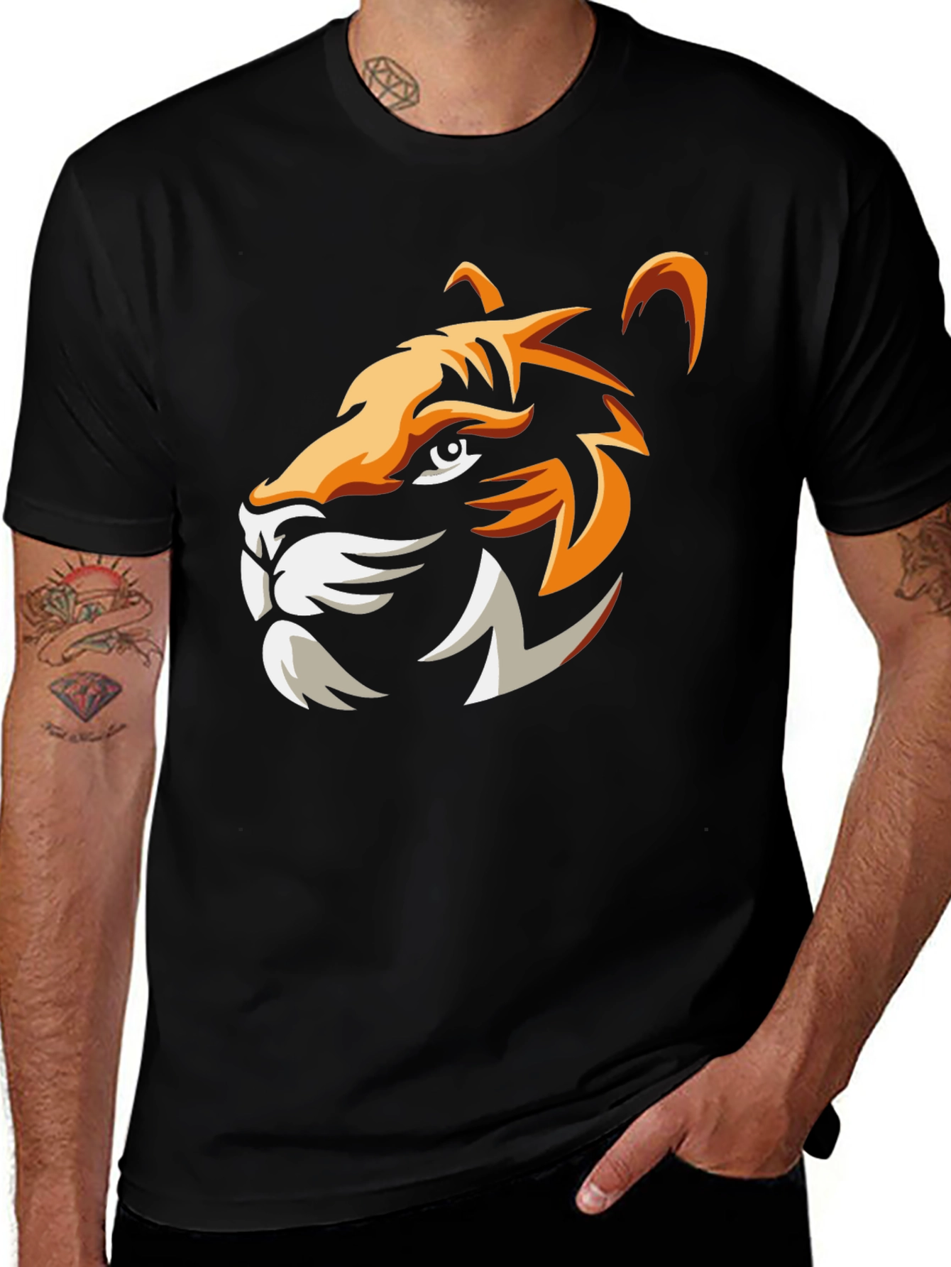 Tiger Graphic Black T-Shirt - Stylish Mens Tee