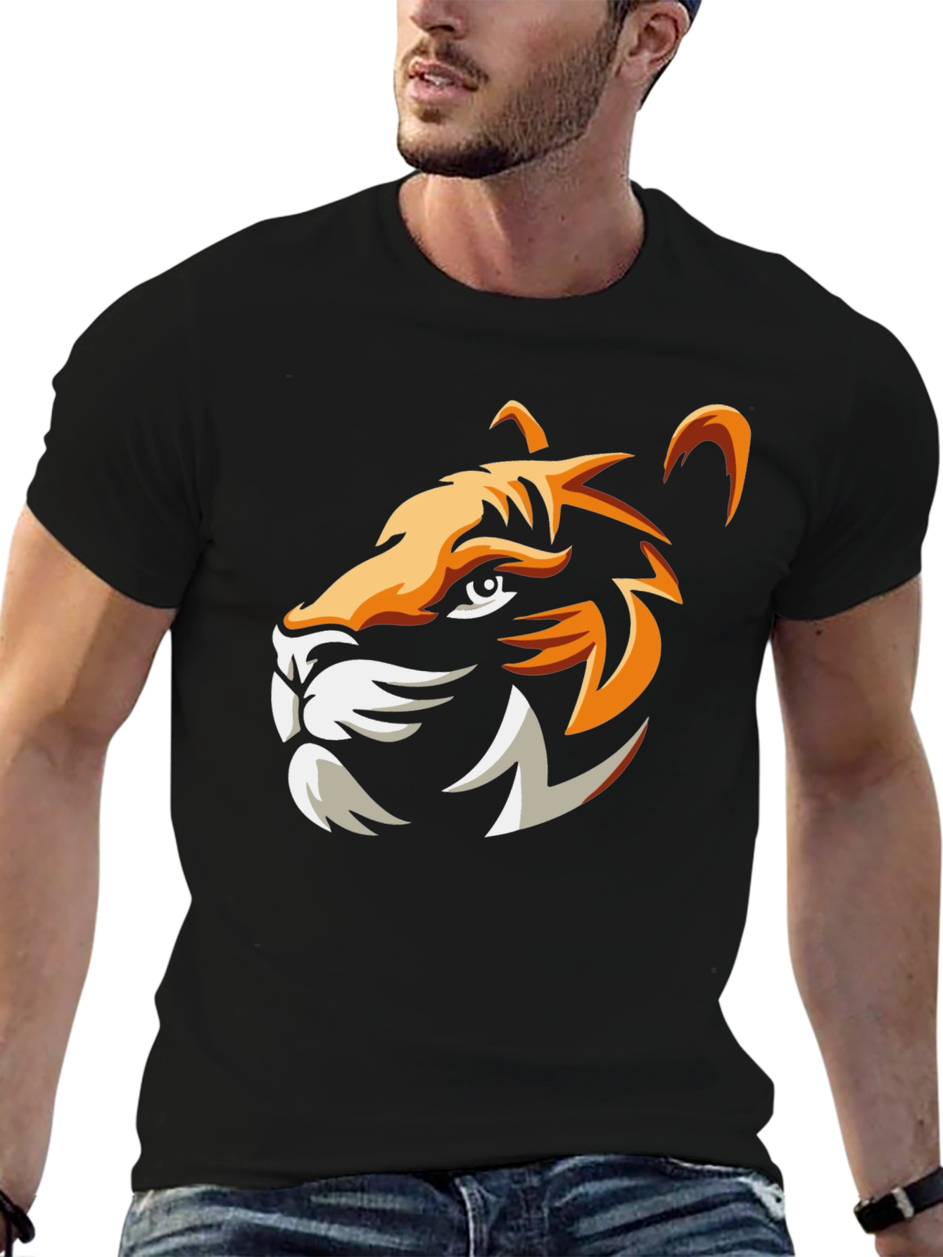 Tiger Graphic Black T-Shirt - Stylish Mens Tee