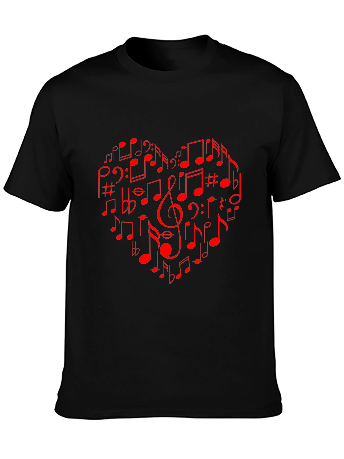 Musical Heart Tee - Red Notes on Black