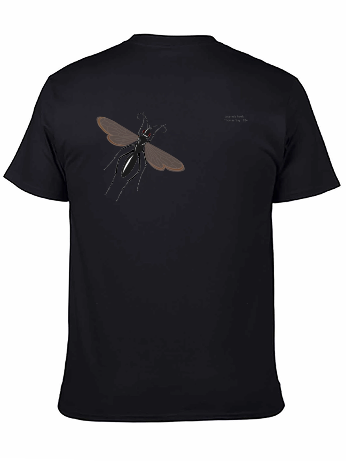 Mens Black Graphic Tee - Insect Design