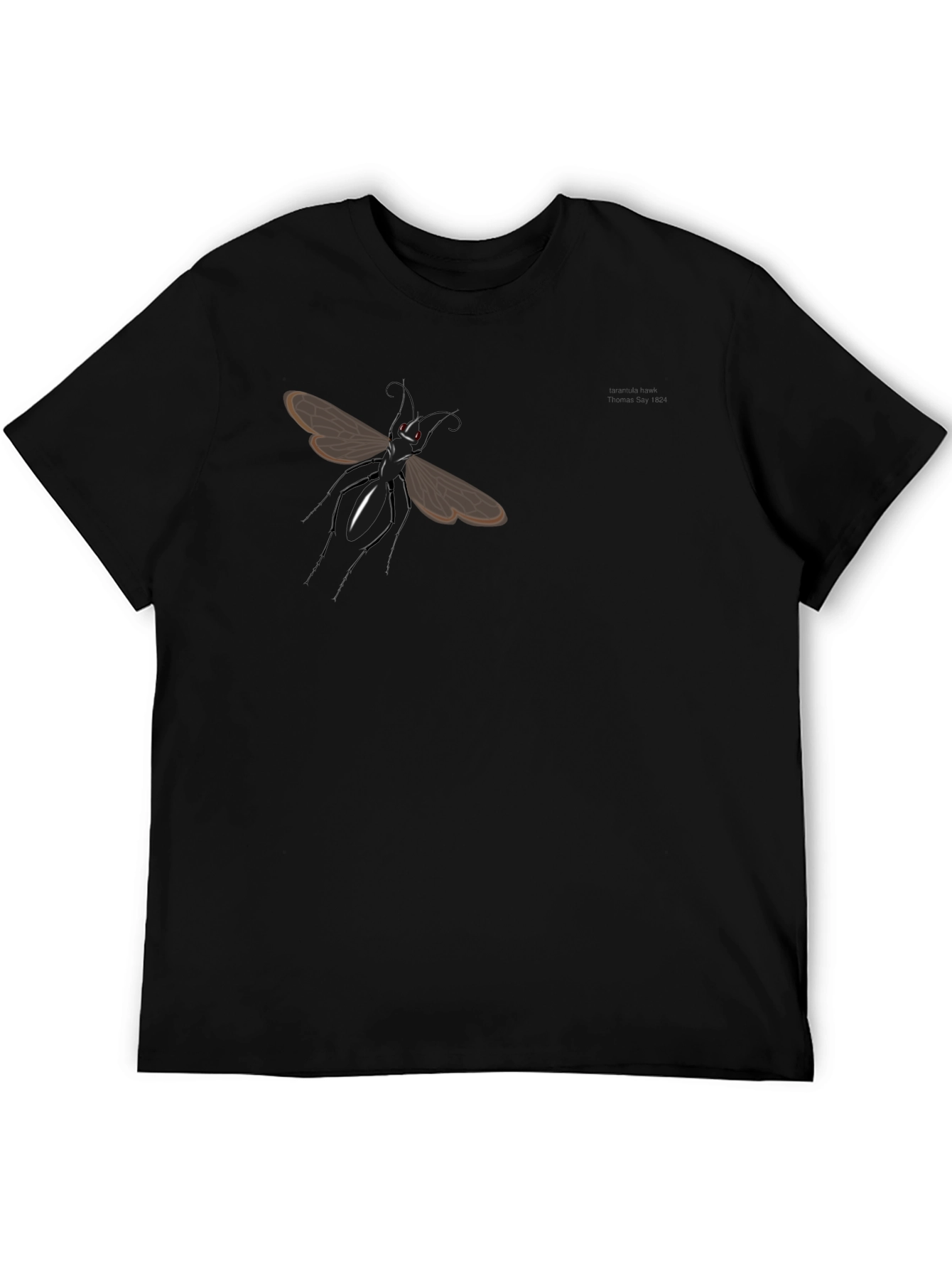 Mens Black Graphic Tee - Insect Design