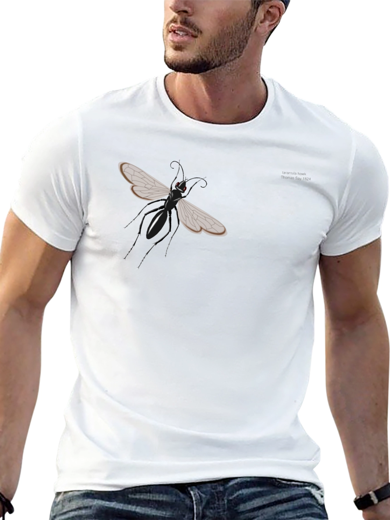 Mens Black Graphic Tee - Insect Design