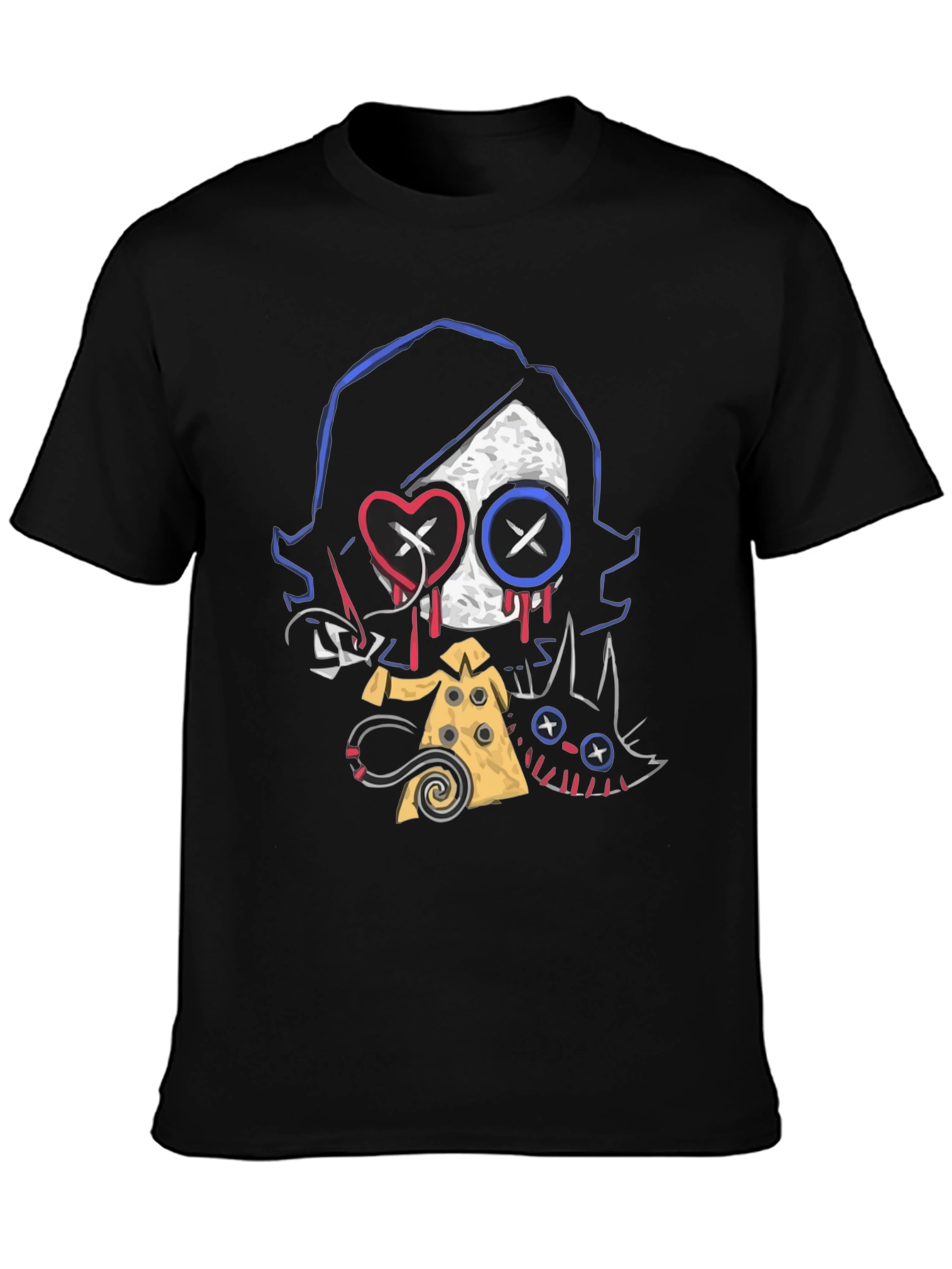 Creepy Cute Character Graphic Black T-Shirt