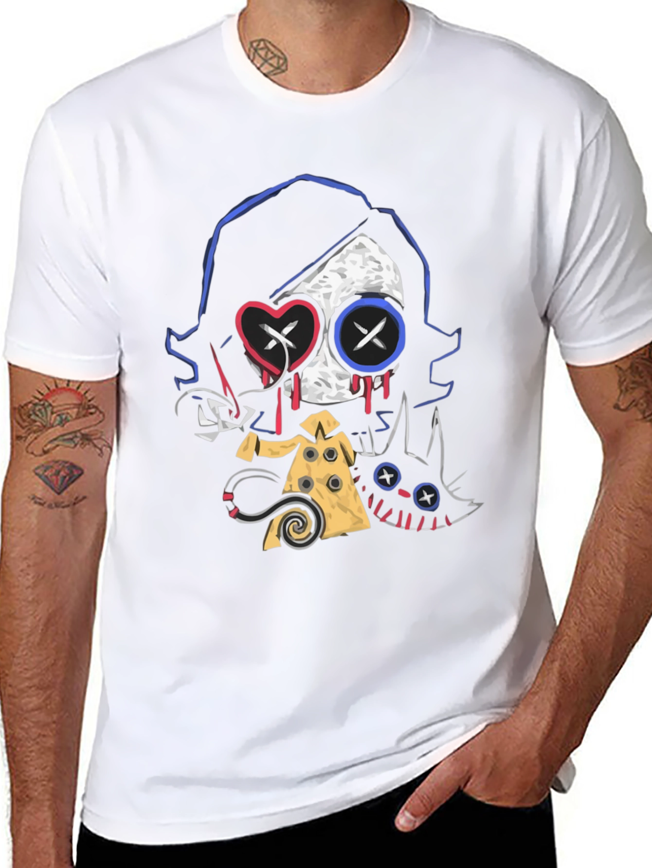 Creepy Cute Character Graphic Black T-Shirt