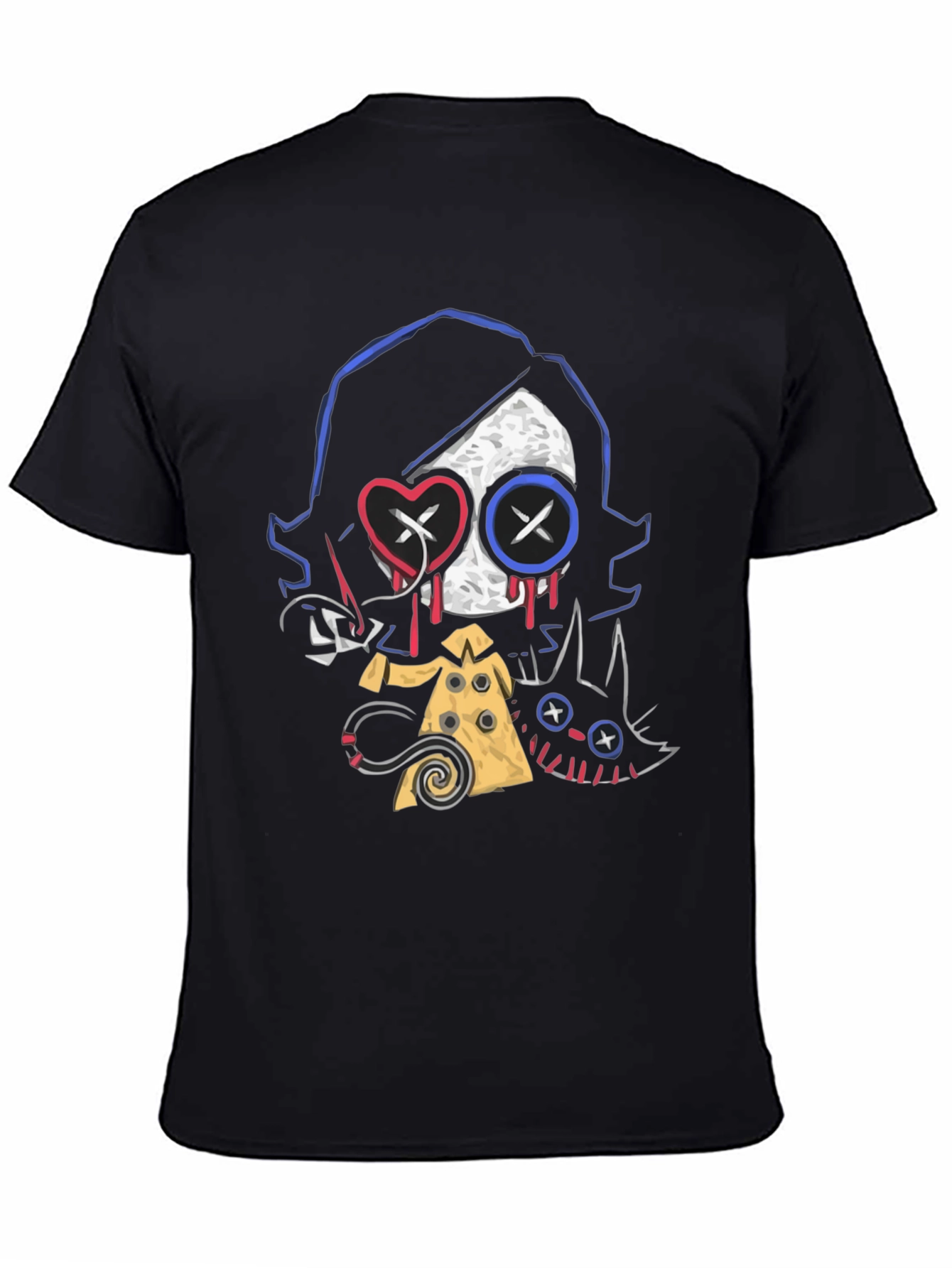 Creepy Cute Character Graphic Black T-Shirt