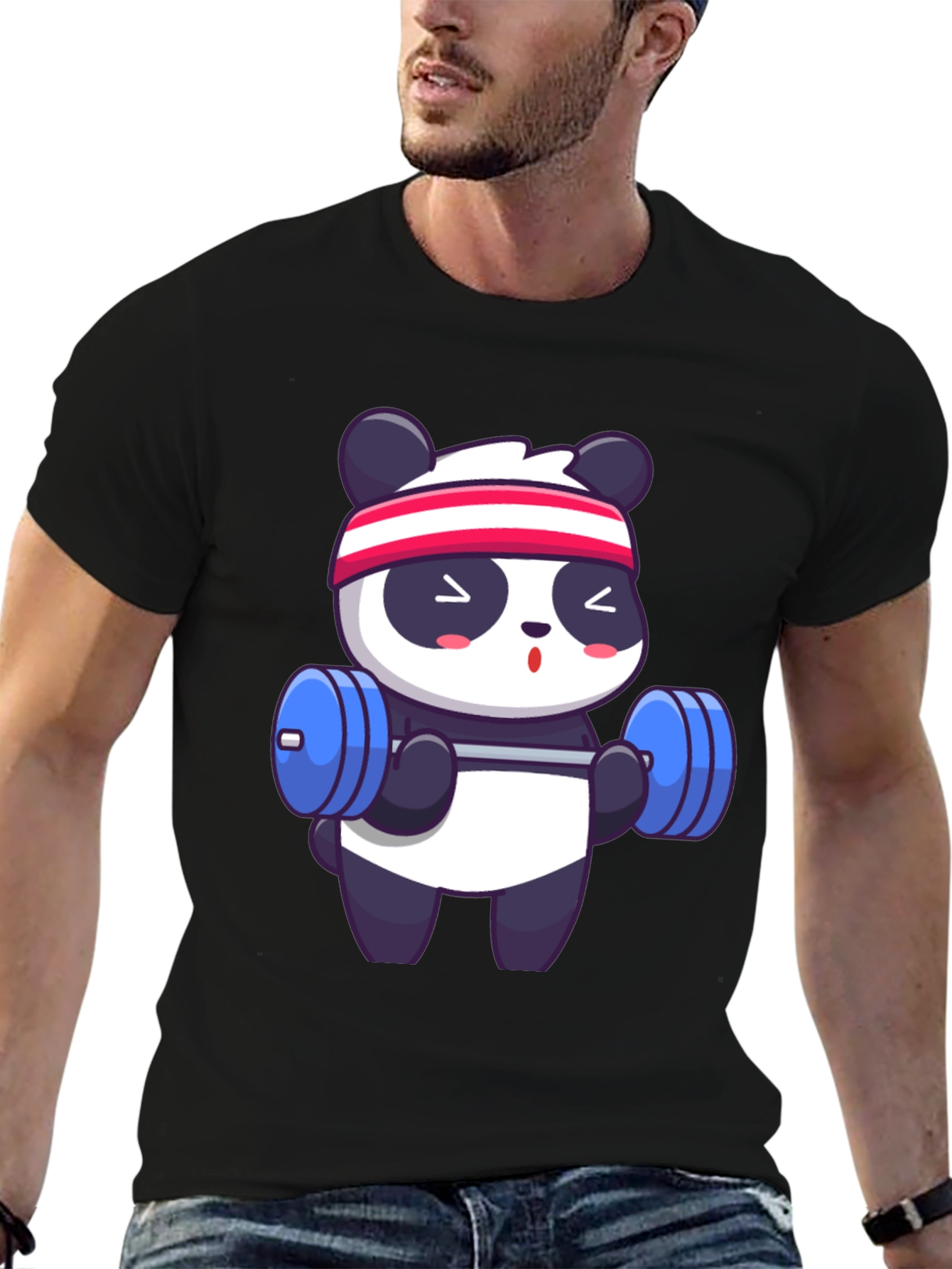 Cute Panda Gym T-Shirt - Black