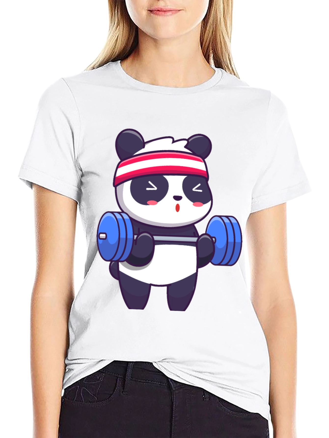 Cute Panda Gym T-Shirt - Black