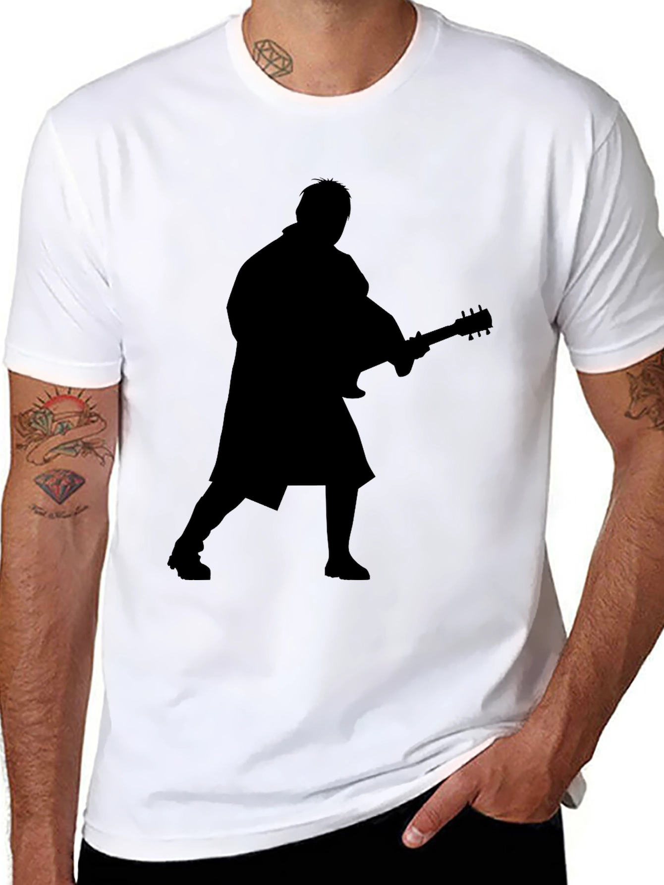 Silhouette Guitar Player Black T-Shirt