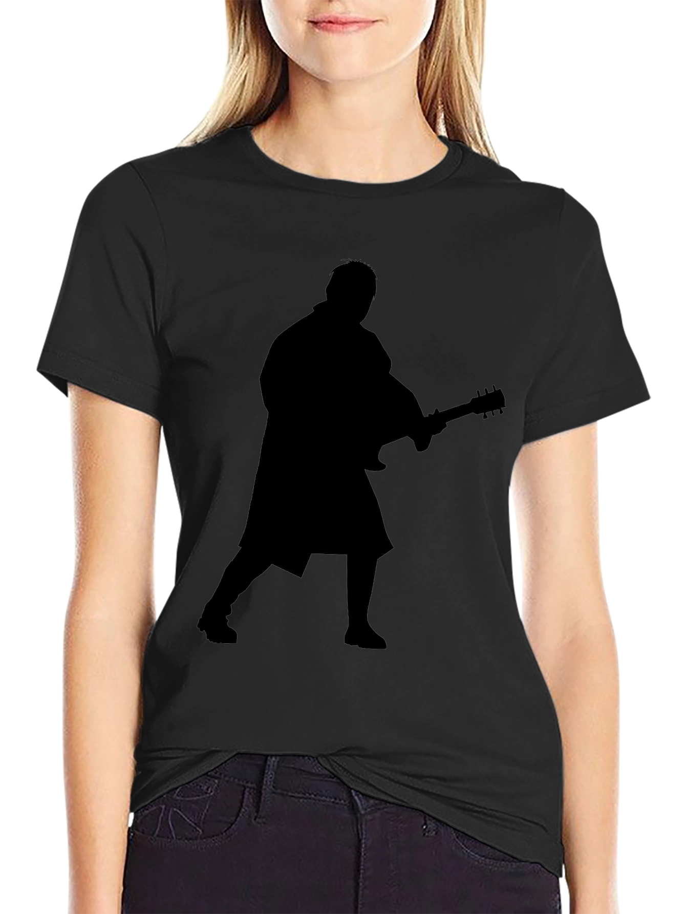 Silhouette Guitar Player Black T-Shirt