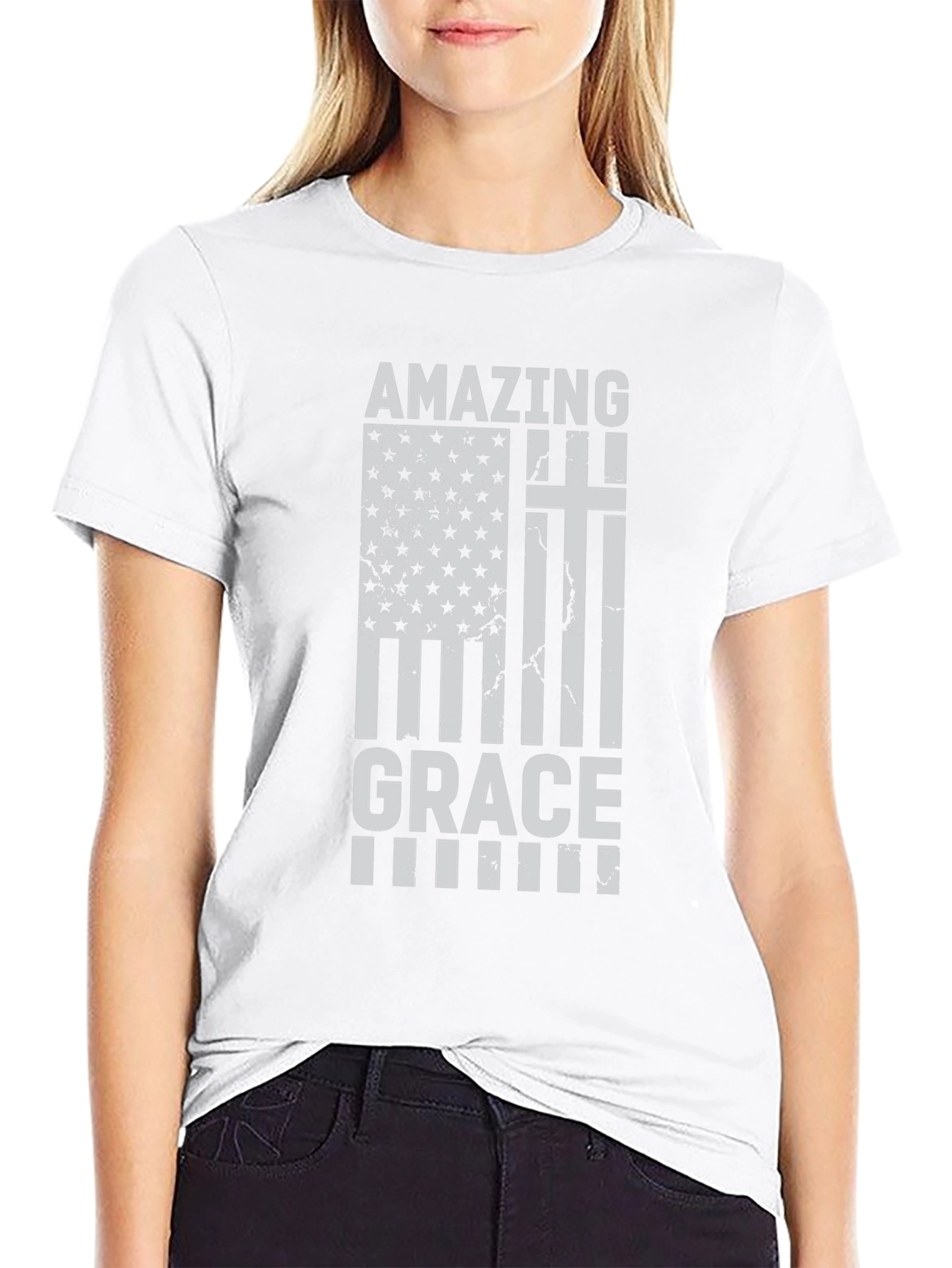 Amazing Grace Christian USA Flag T-Shirt
