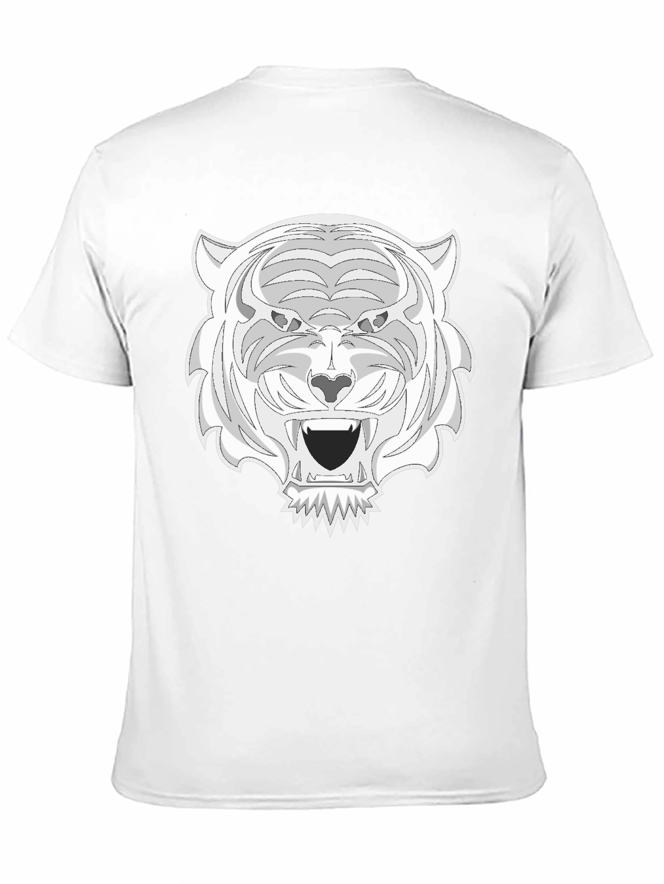 Black Tee with White Tiger Graphic Print