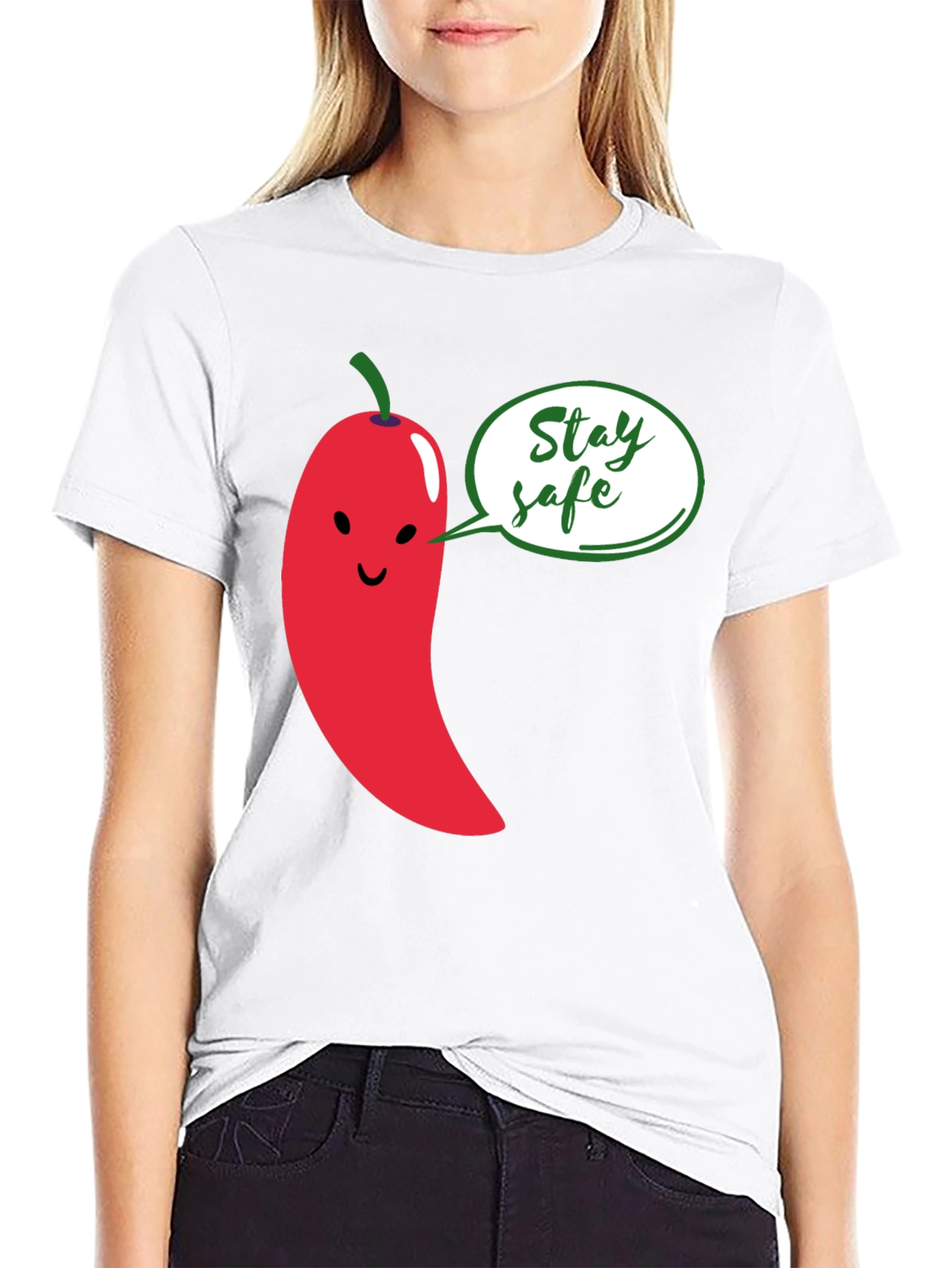 Stay Safe Pepper Graphic Tee - Unisex Black T-Shirt
