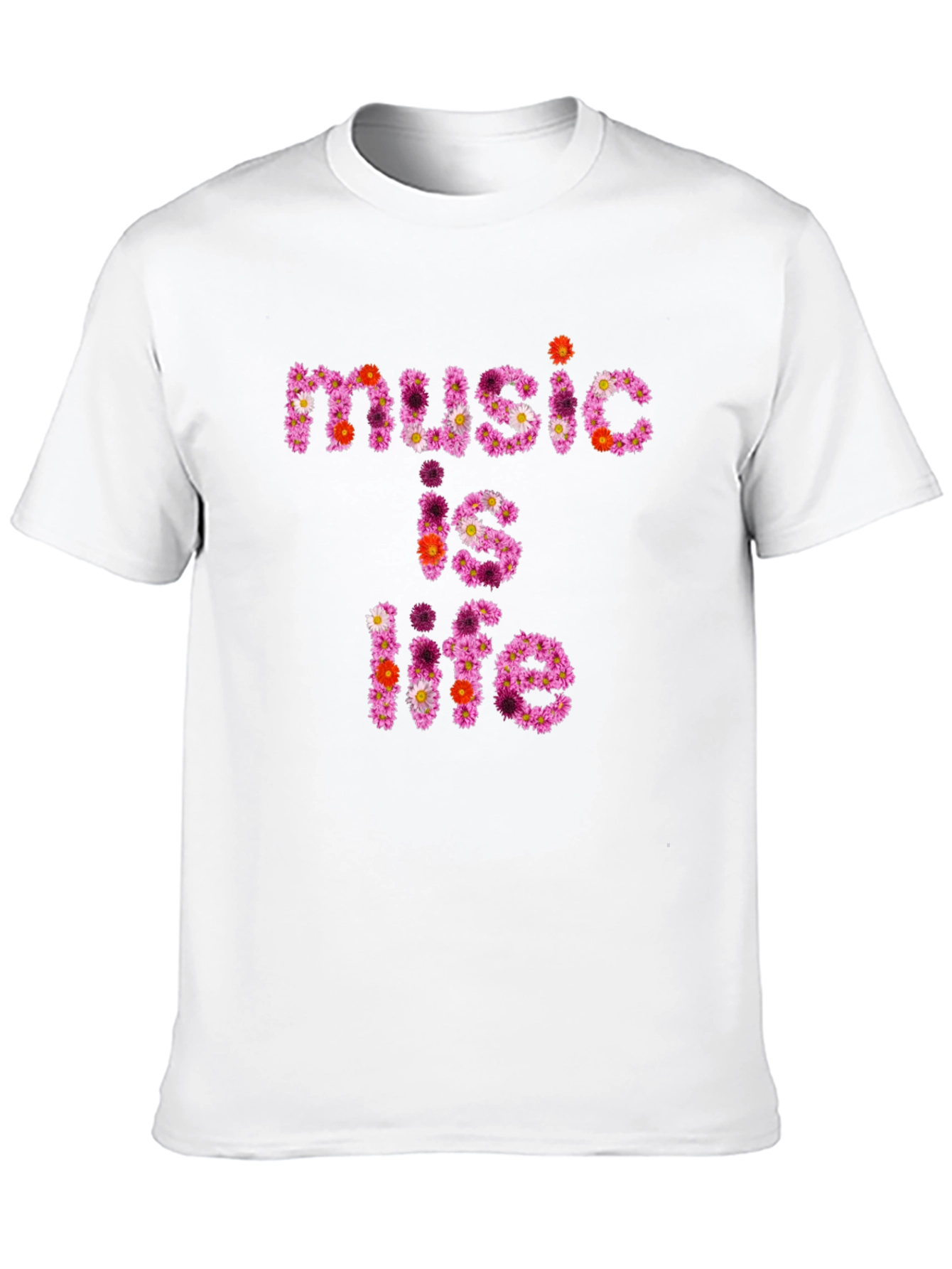 Floral Music is Life Graphic Black T-Shirt