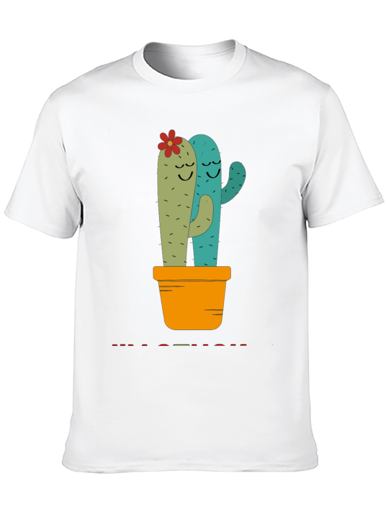 Cute Cactus Hug Black T-Shirt