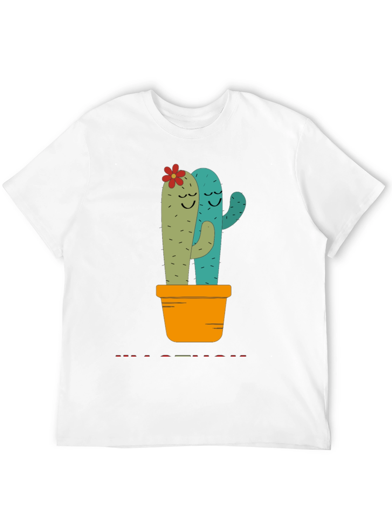 Cute Cactus Hug Black T-Shirt
