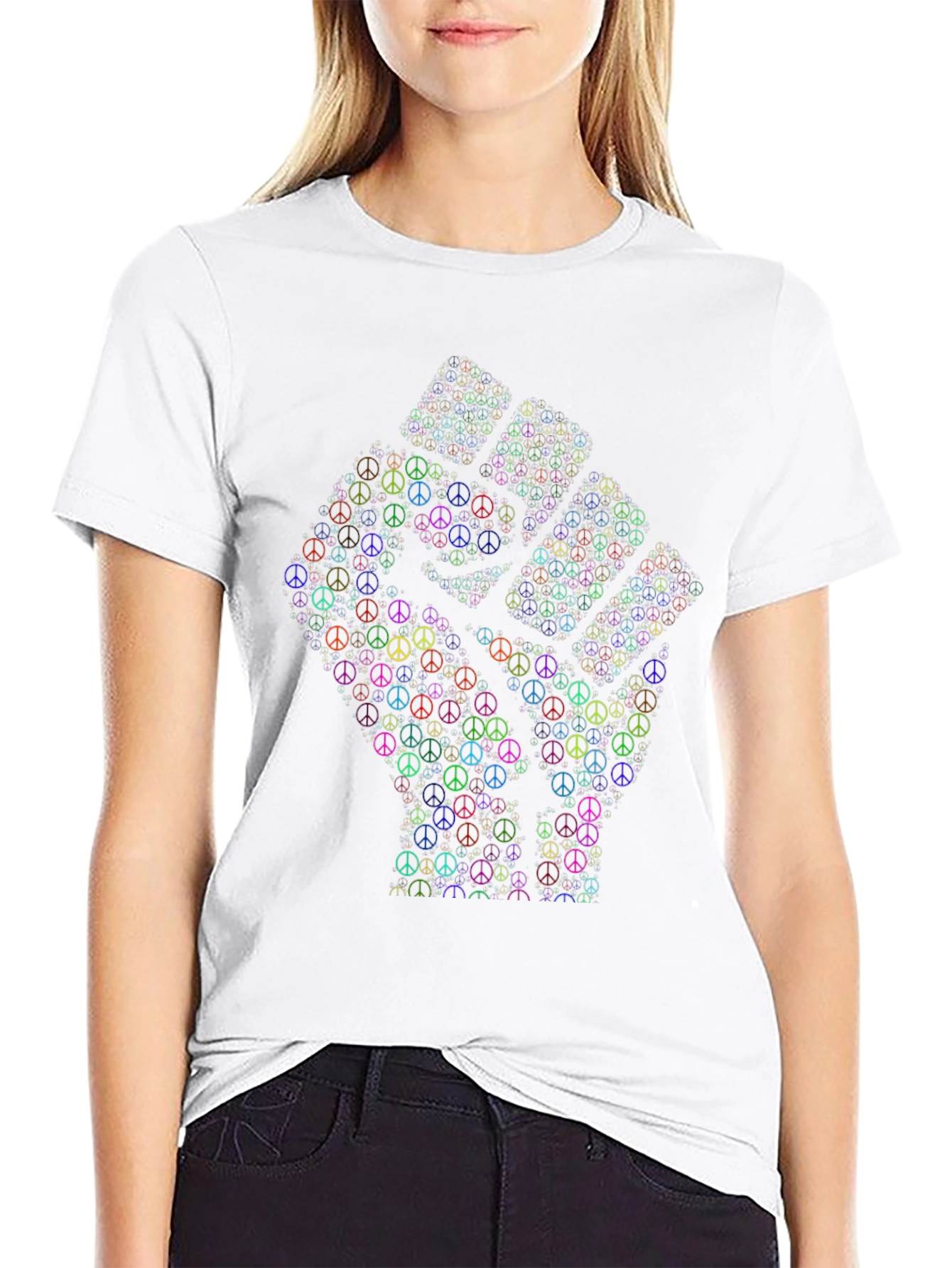 Peace Sign Fist Graphic T-Shirt