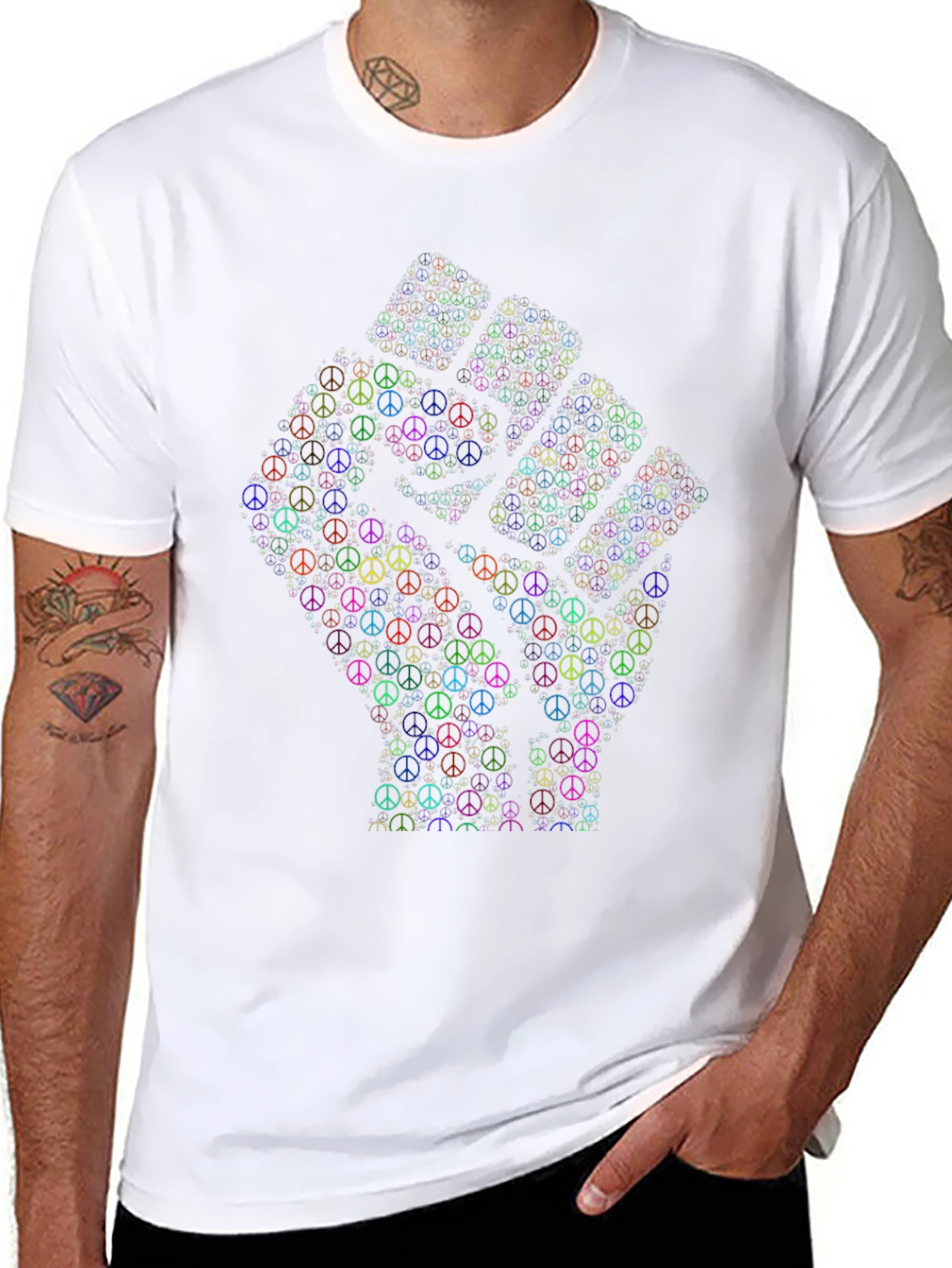 Peace Sign Fist Graphic T-Shirt
