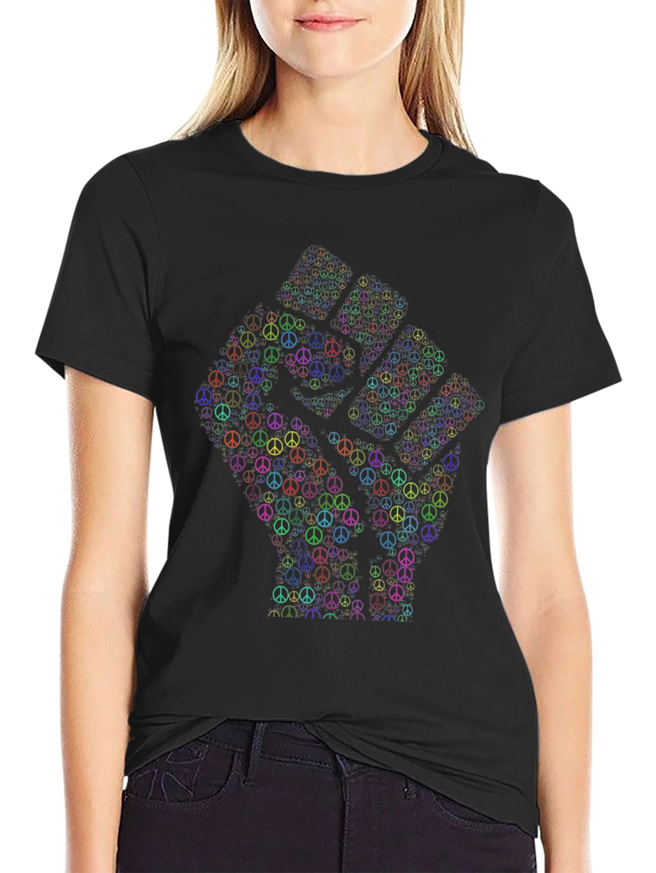 Peace Sign Fist Graphic T-Shirt