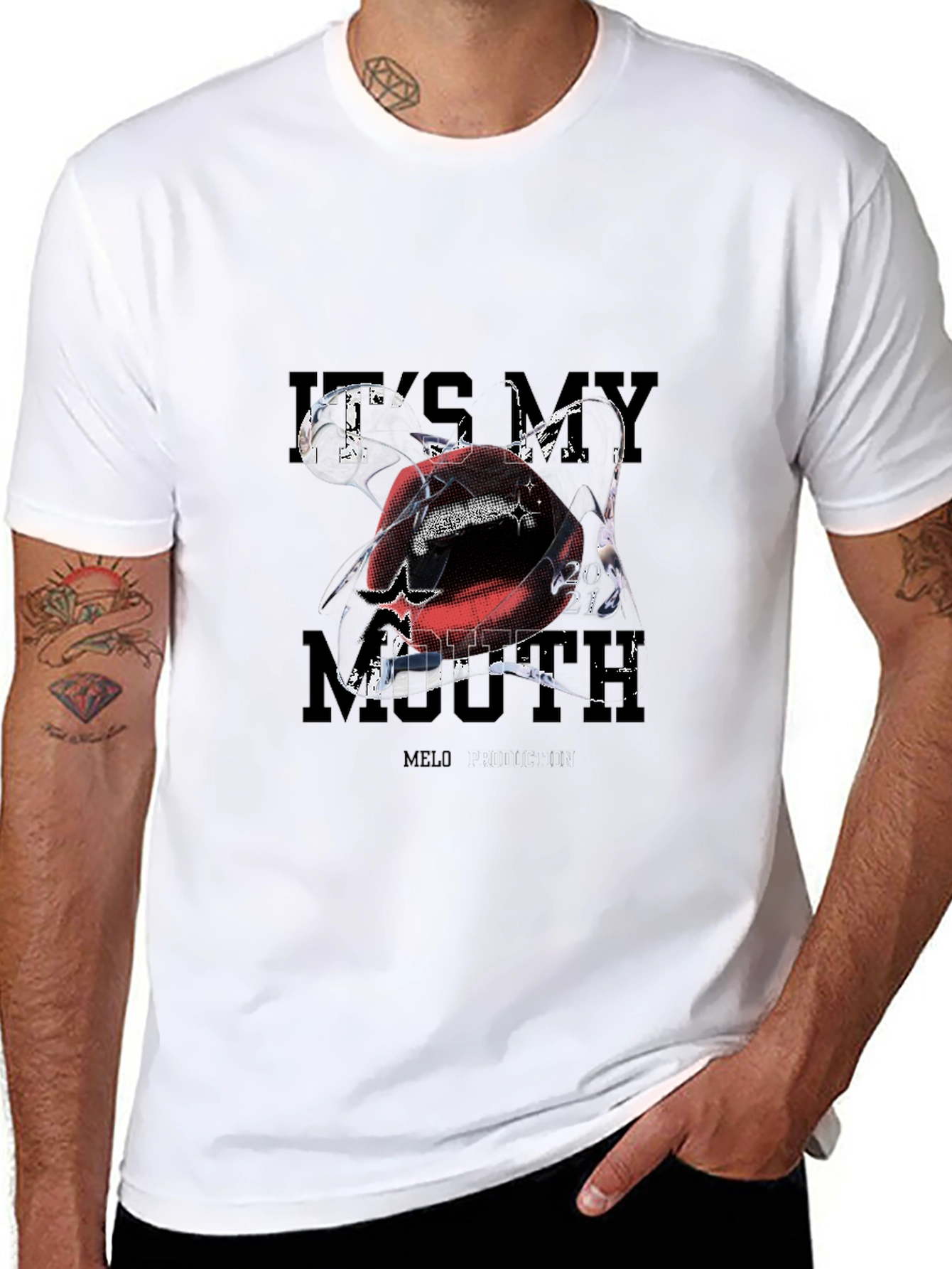 Its My Mouth Melo Graphic Black T-Shirt