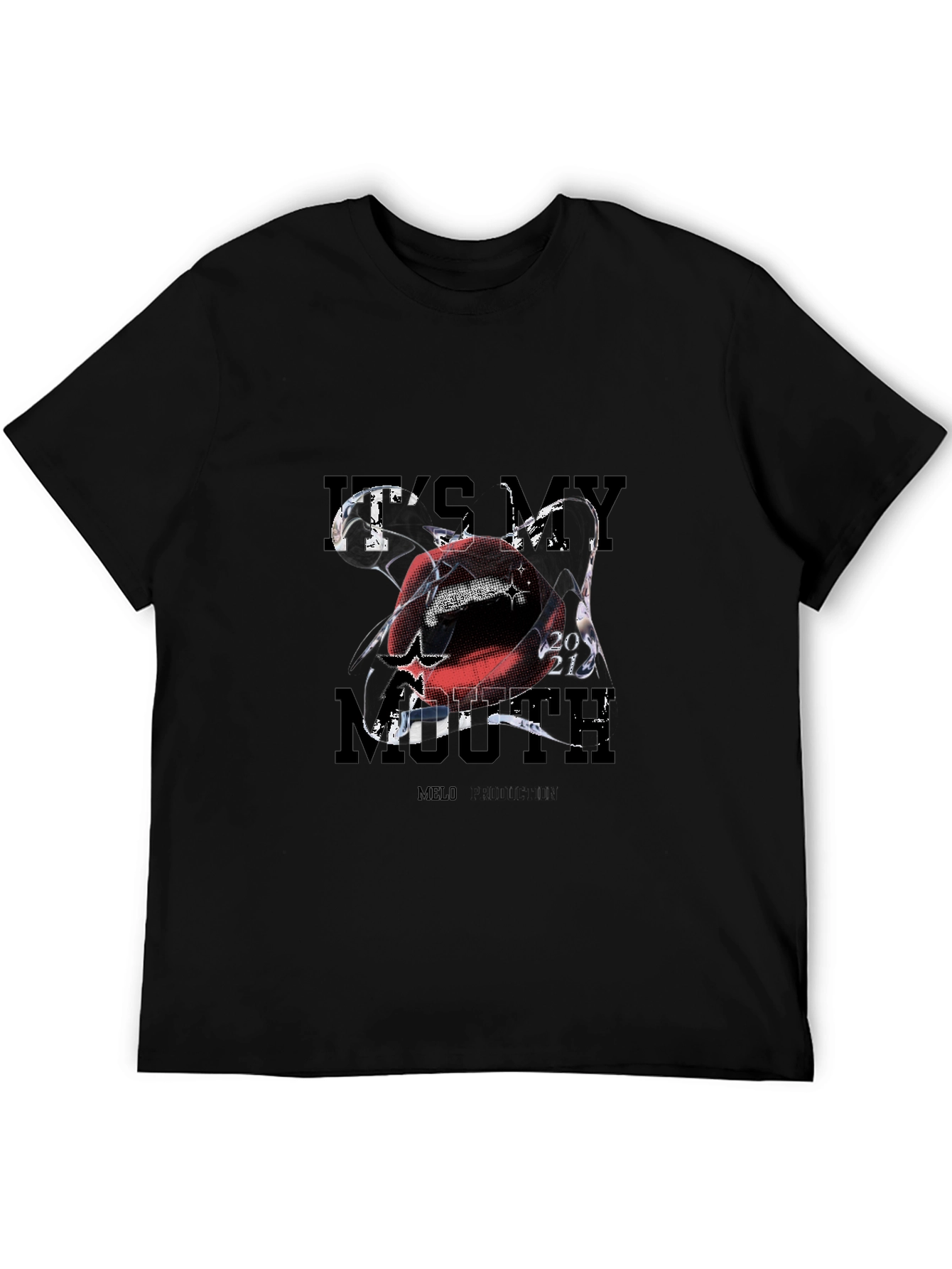 Its My Mouth Melo Graphic Black T-Shirt