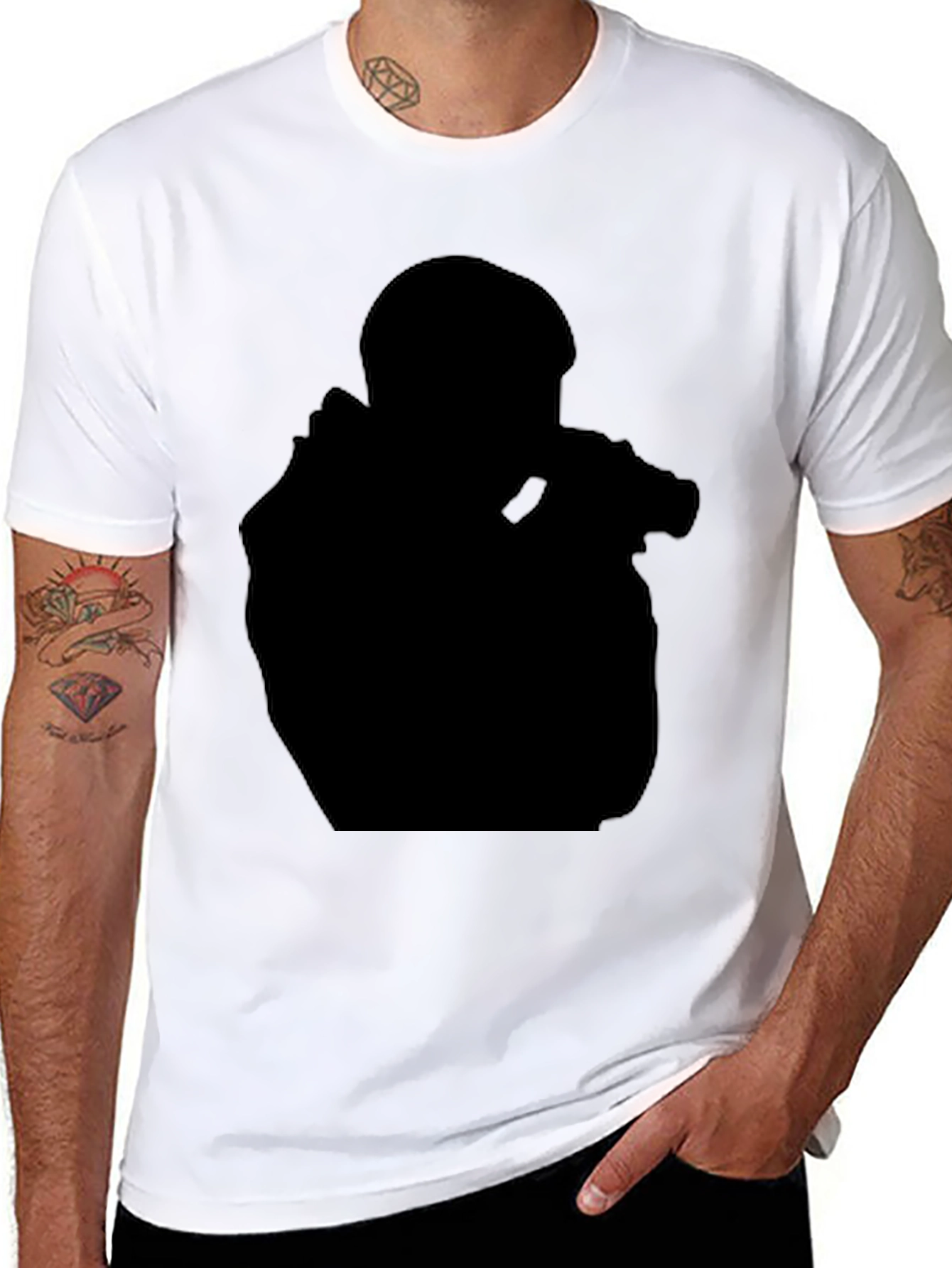 Black Graphic Tee - Silhouette Design