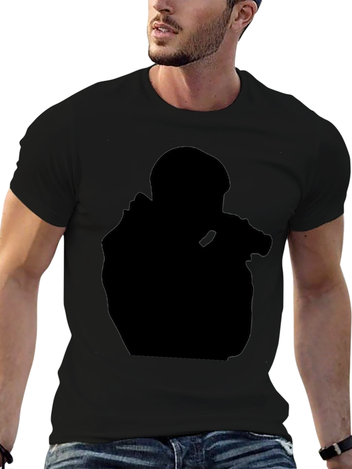 Black Graphic Tee - Silhouette Design