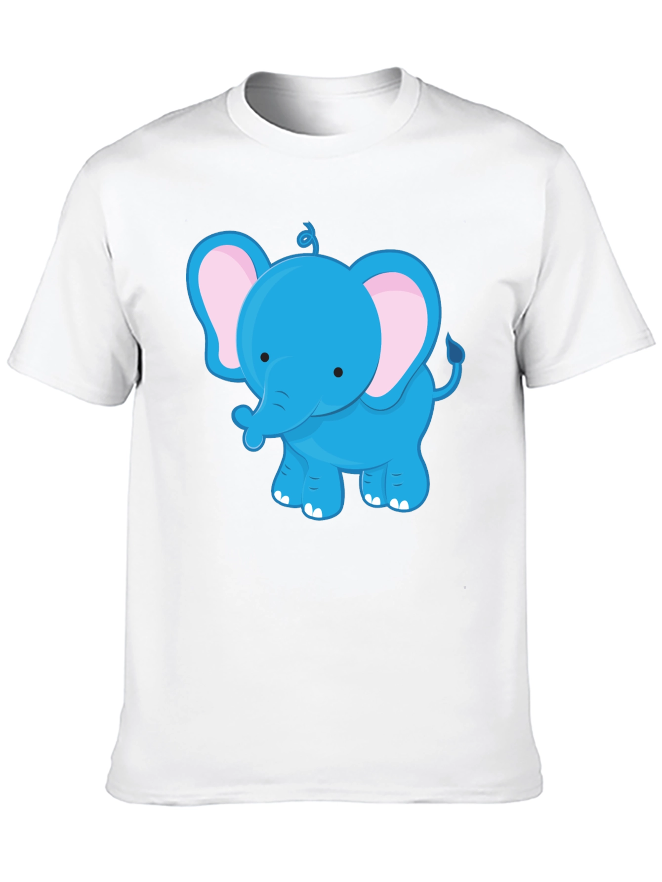 Cute Blue Elephant Graphic Tee - Unisex Black T-Shirt