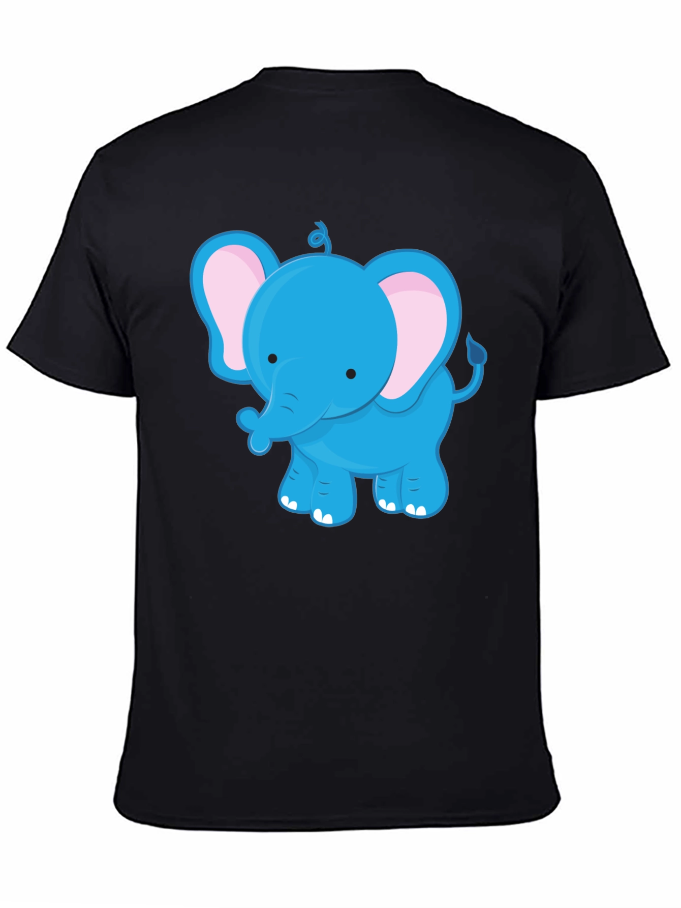 Cute Blue Elephant Graphic Tee - Unisex Black T-Shirt