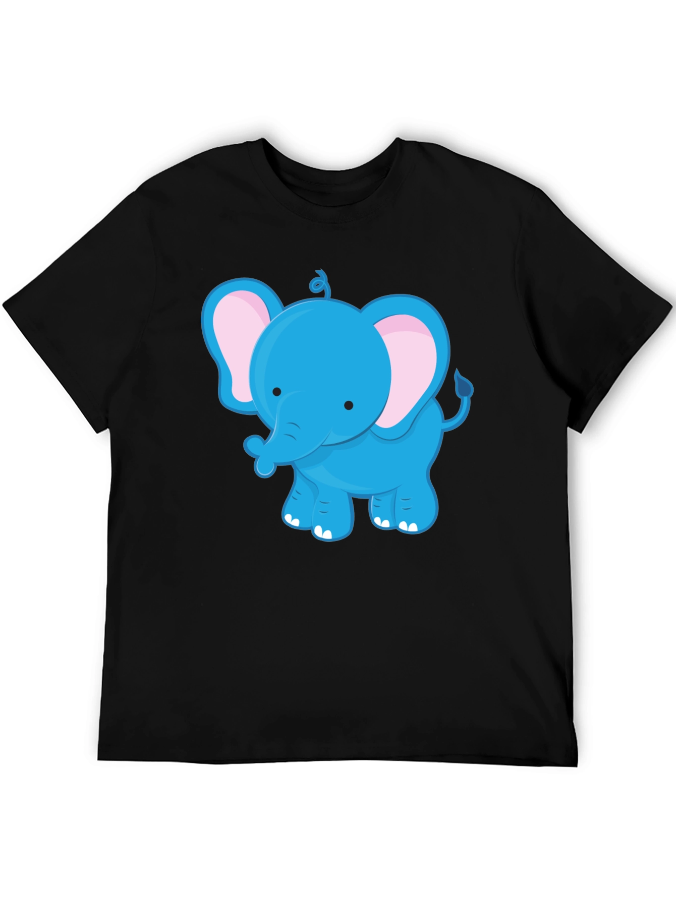Cute Blue Elephant Graphic Tee - Unisex Black T-Shirt