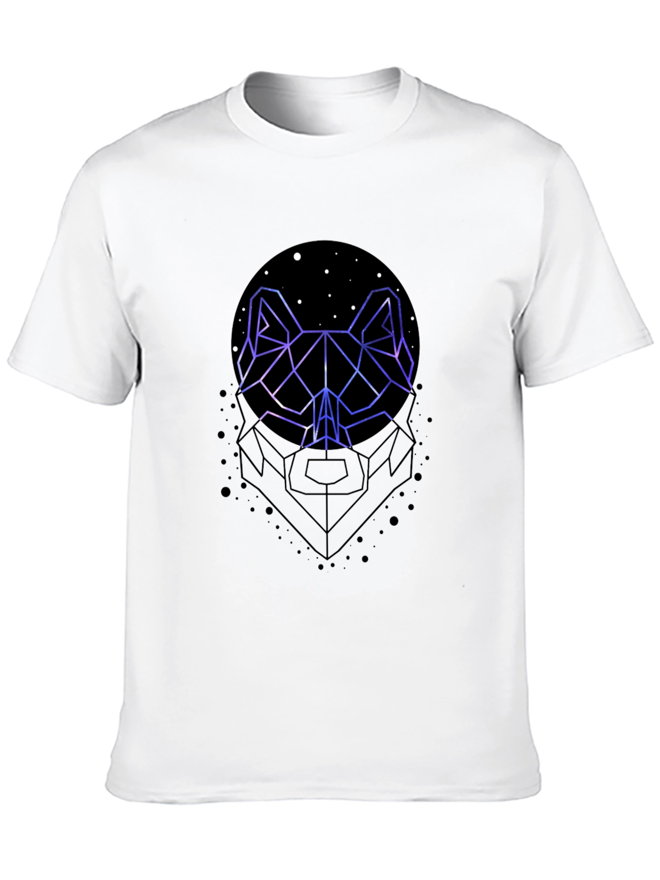 Geometric Wolf Graphic Print Black T-Shirt