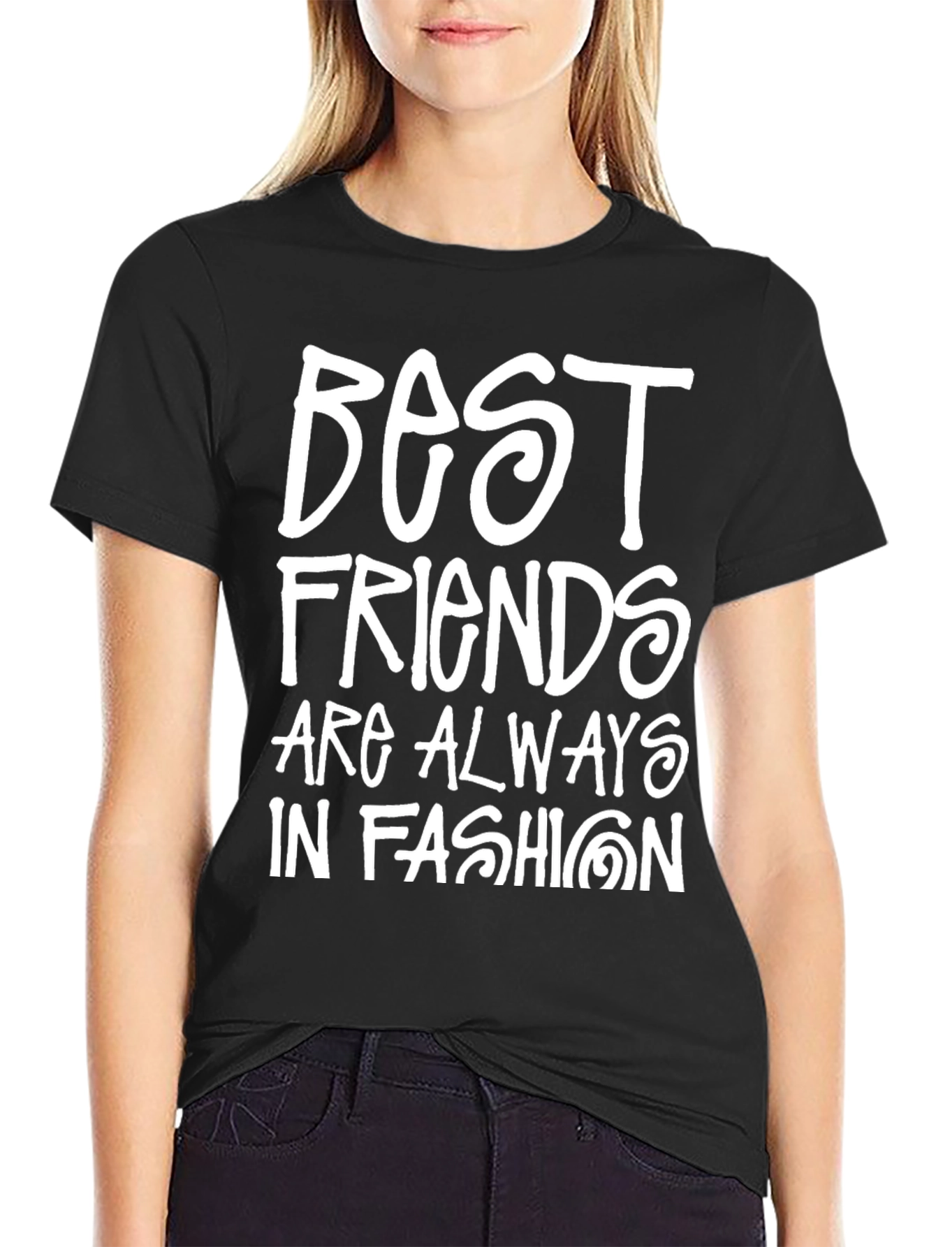 Best Friends in Fashion Black Graphic T-Shirt