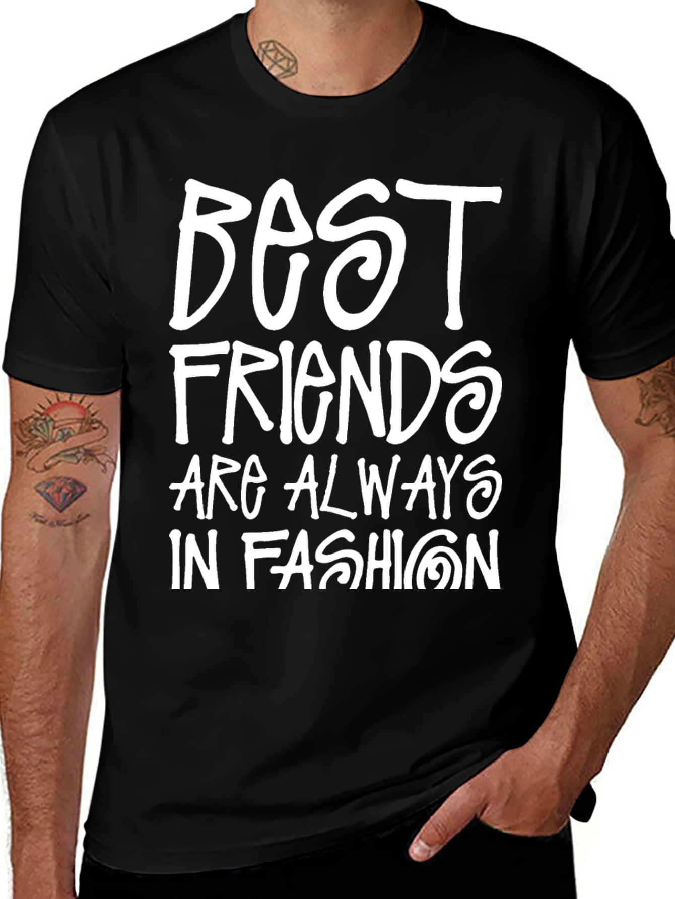Best Friends in Fashion Black Graphic T-Shirt