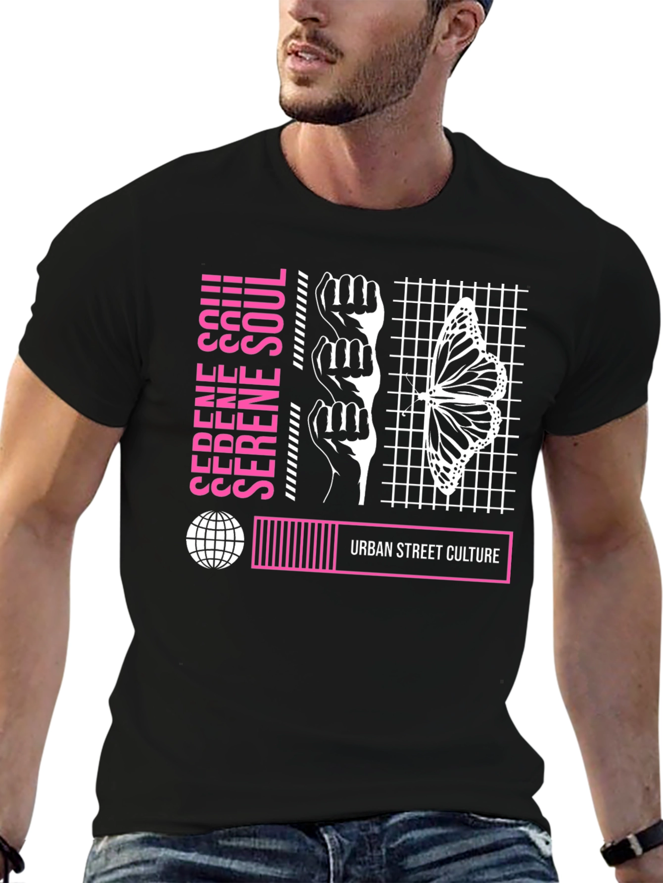 Serene Soul Urban Street Culture Graphic T-Shirt