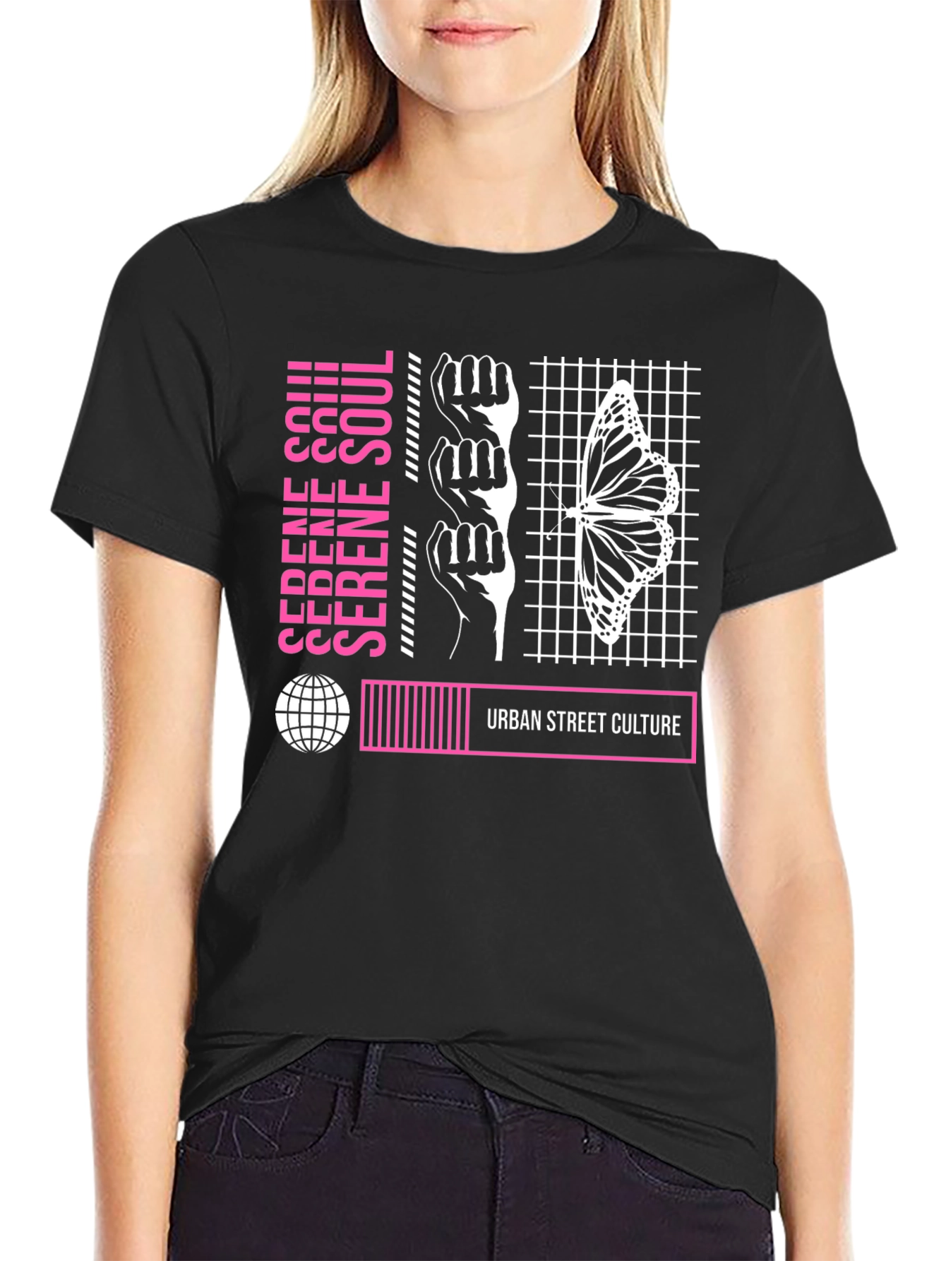 Serene Soul Urban Street Culture Graphic T-Shirt