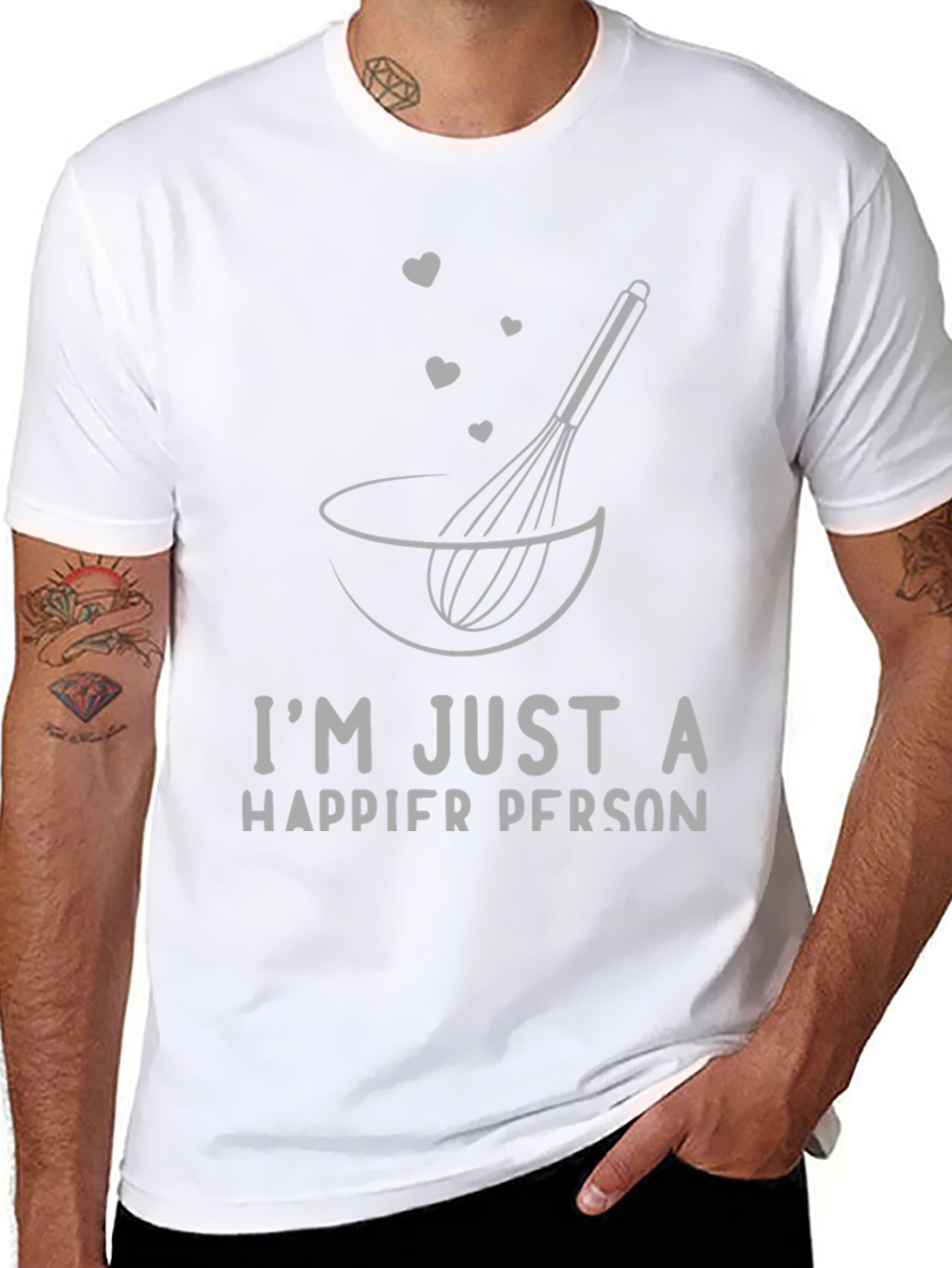 Happier Person Baking T-Shirt Whisk and Bowl Design