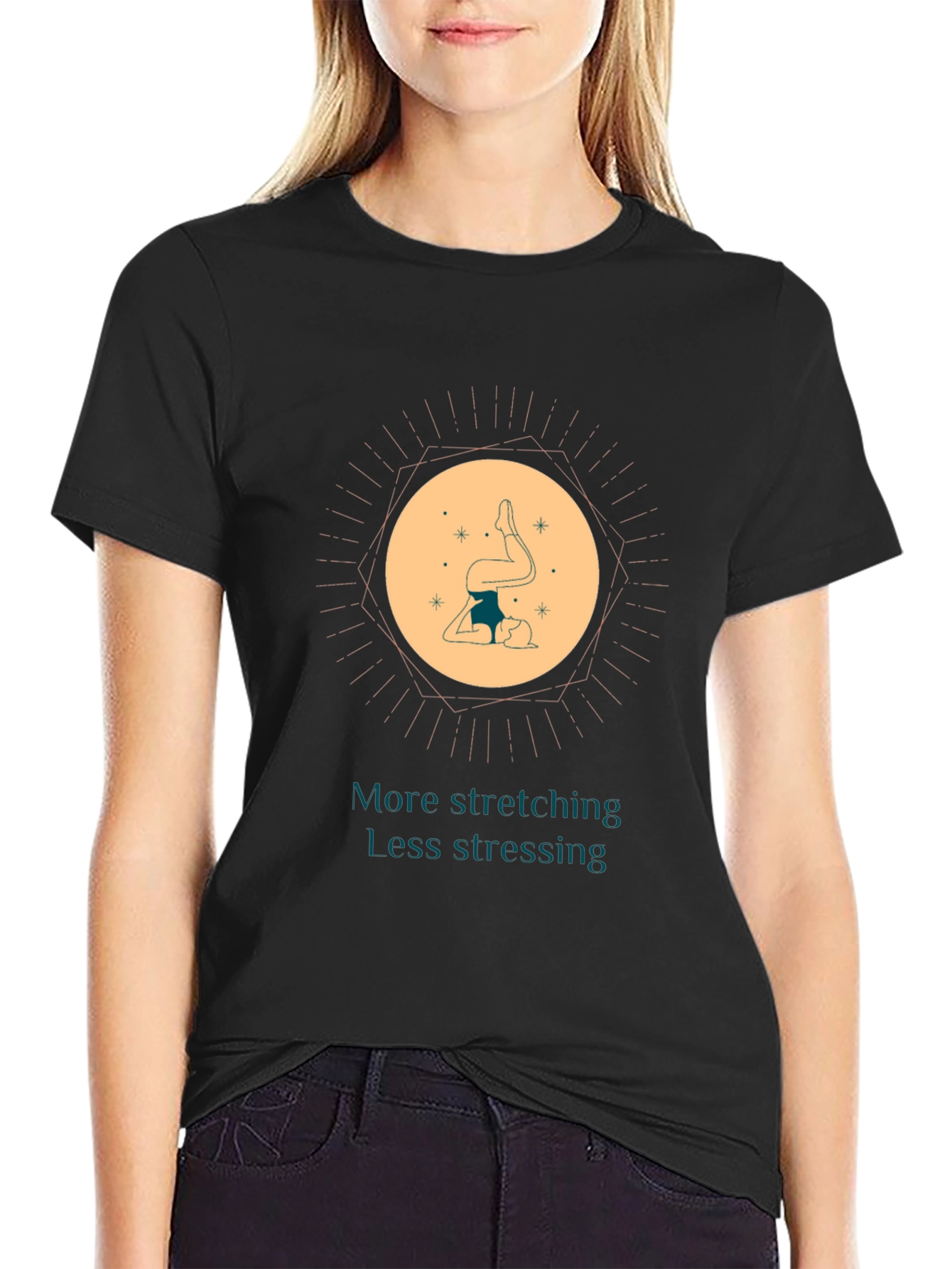 Yoga Lover Graphic Tee: More Stretching Less Stressing