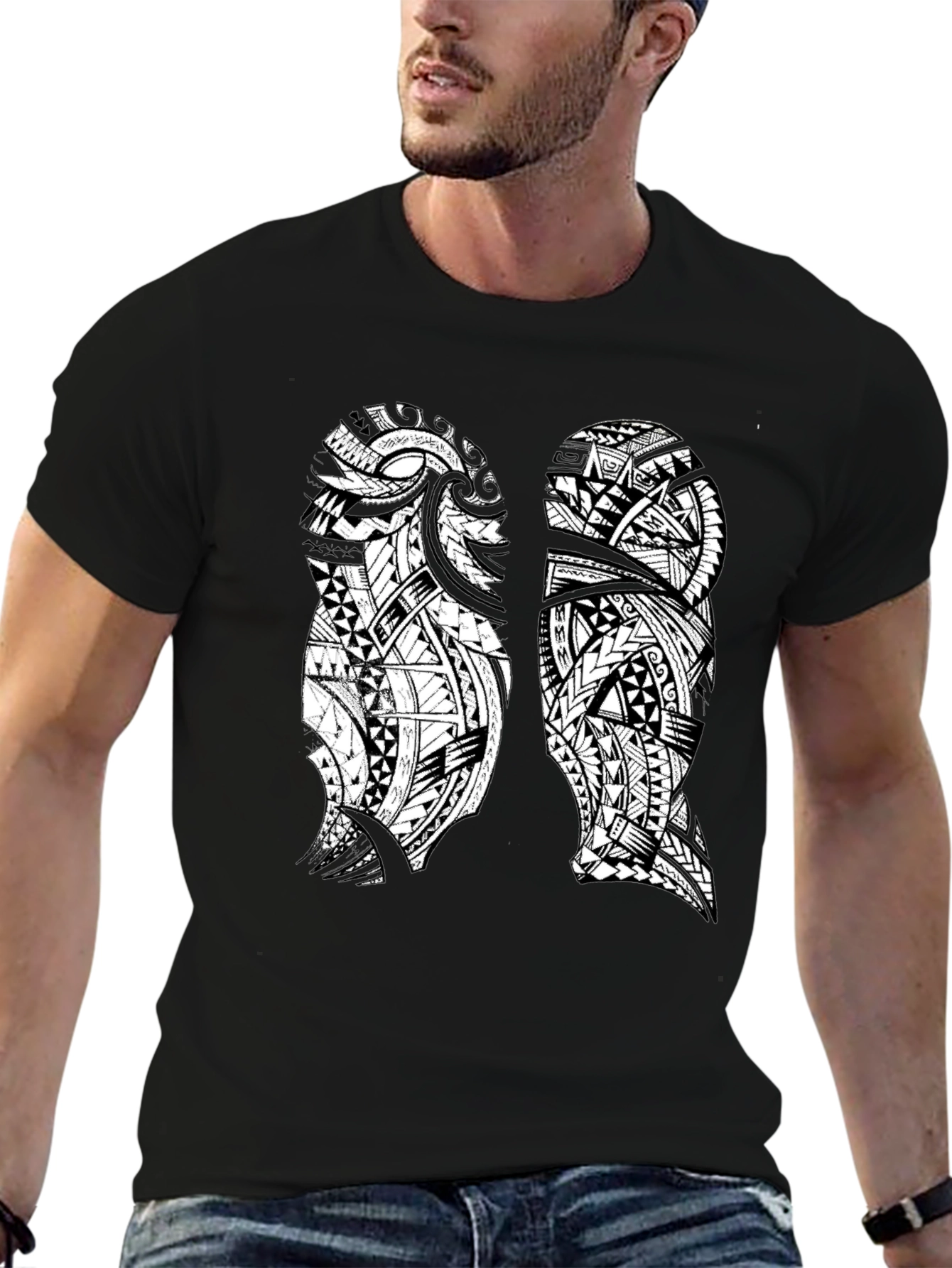 Tribal Lung Print Black T-Shirt