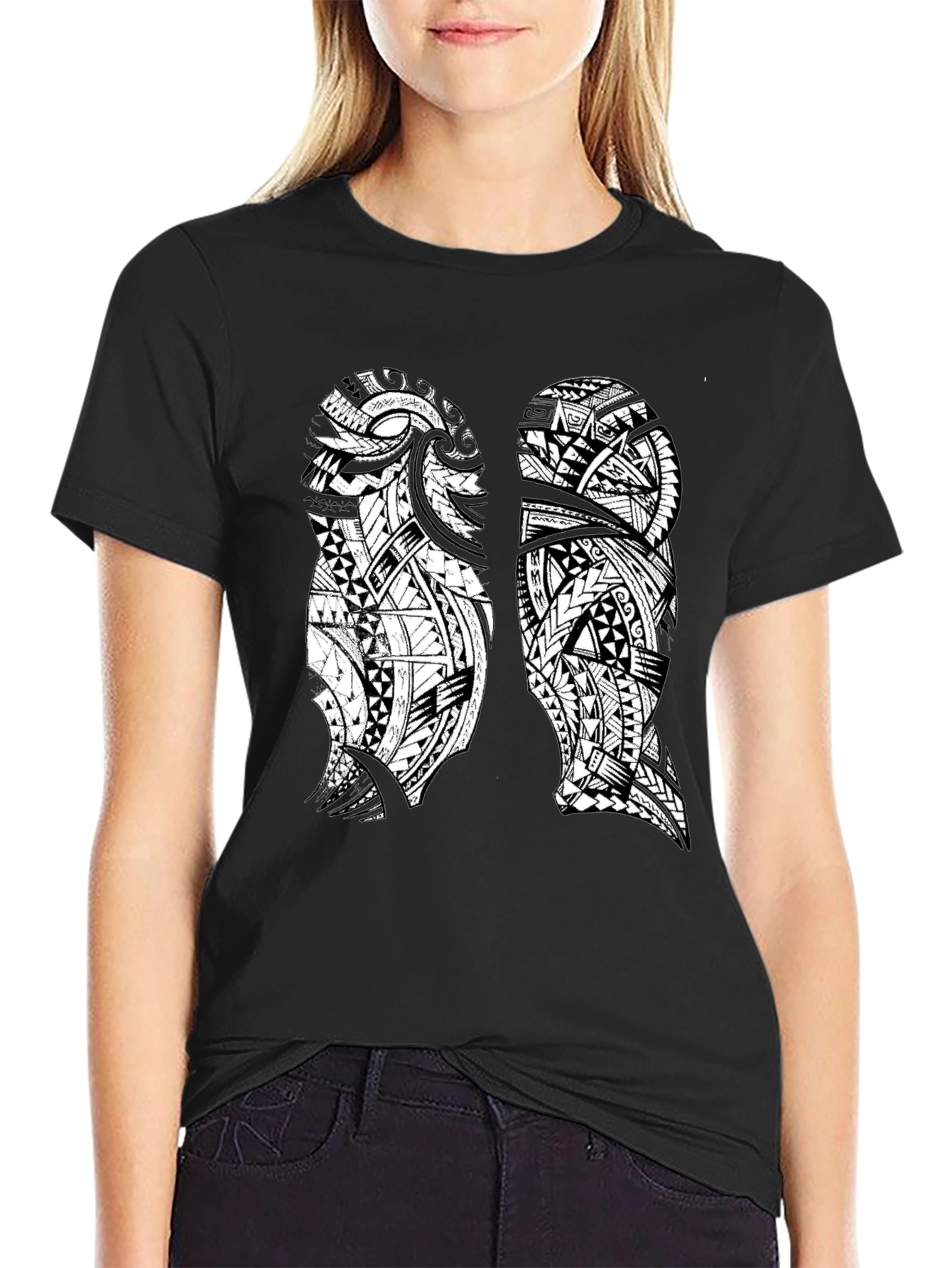 Tribal Lung Print Black T-Shirt
