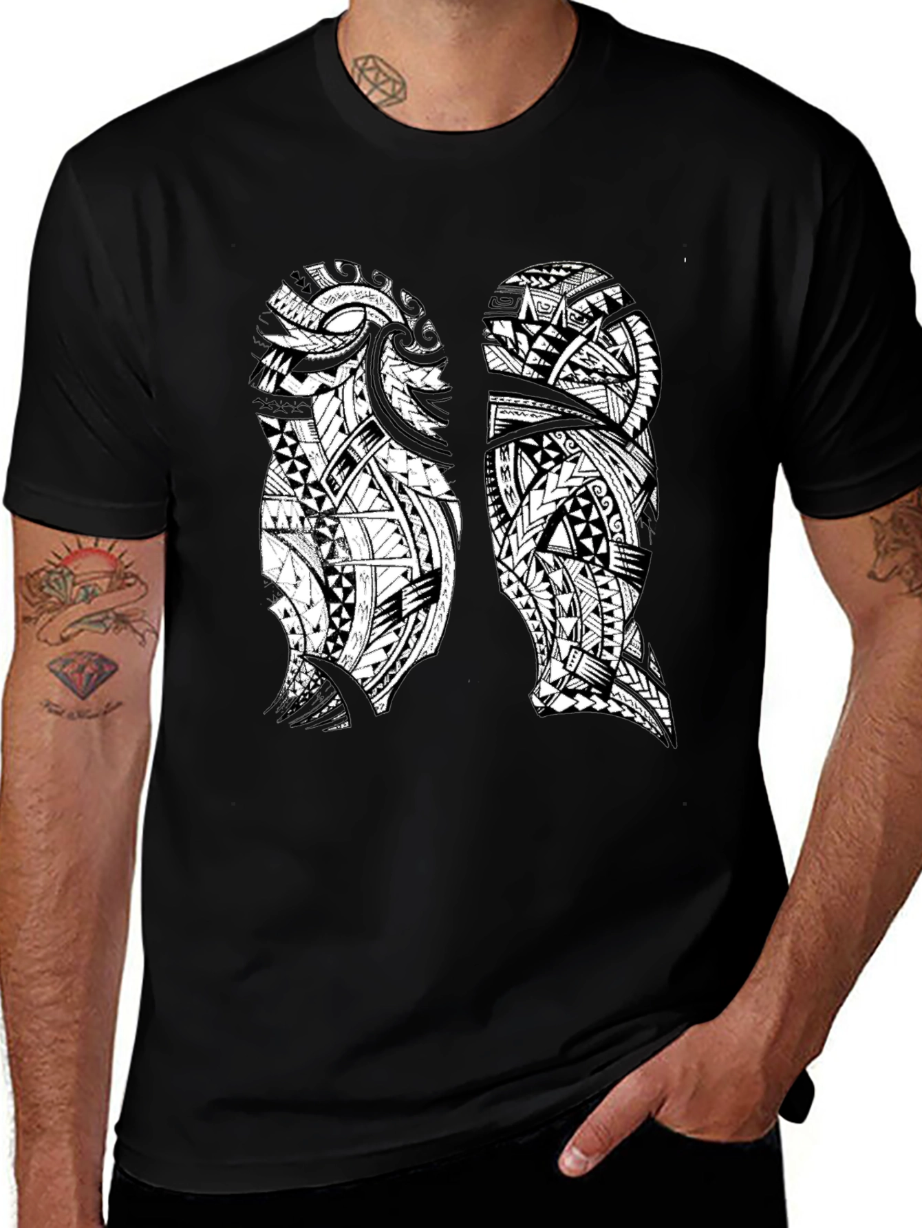 Tribal Lung Print Black T-Shirt