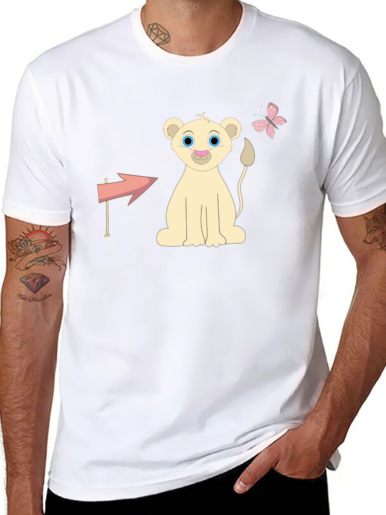 Cute Lion Cub Graphic Tee - Unisex Black T-Shirt