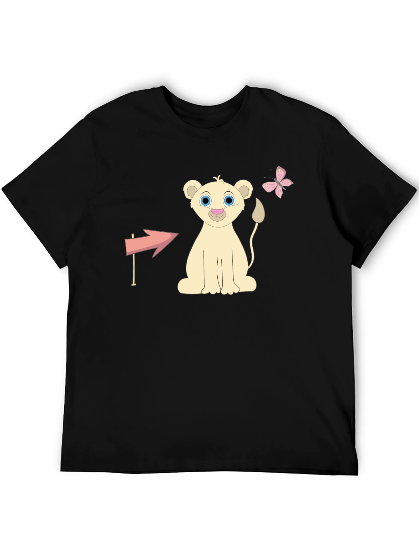 Cute Lion Cub Graphic Tee - Unisex Black T-Shirt