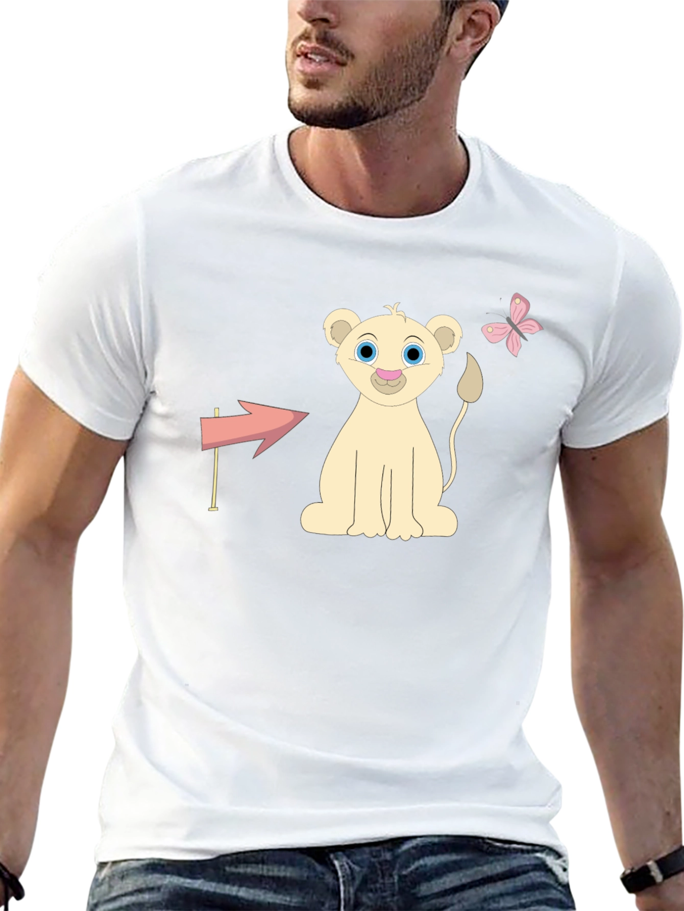 Cute Lion Cub Graphic Tee - Unisex Black T-Shirt