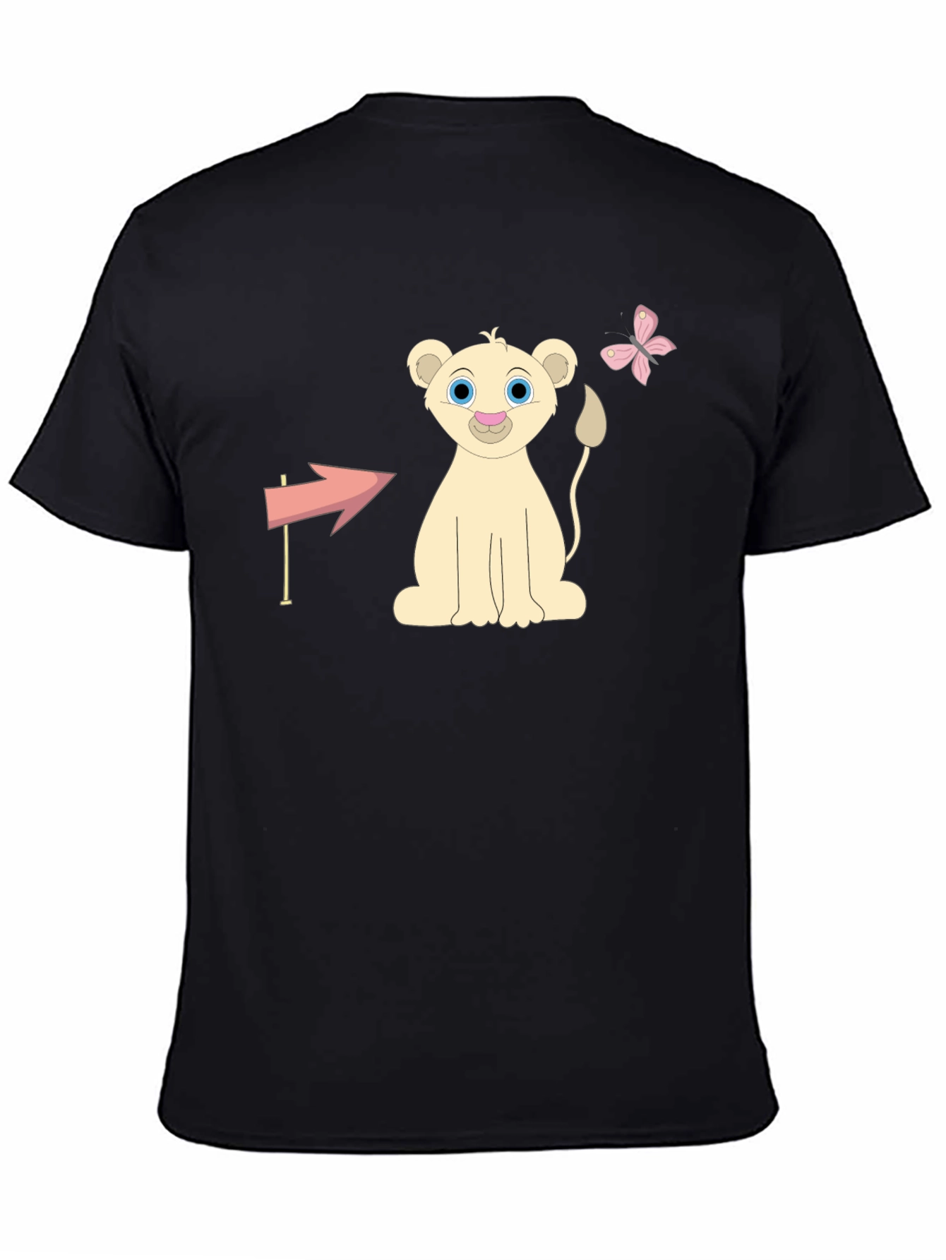 Cute Lion Cub Graphic Tee - Unisex Black T-Shirt