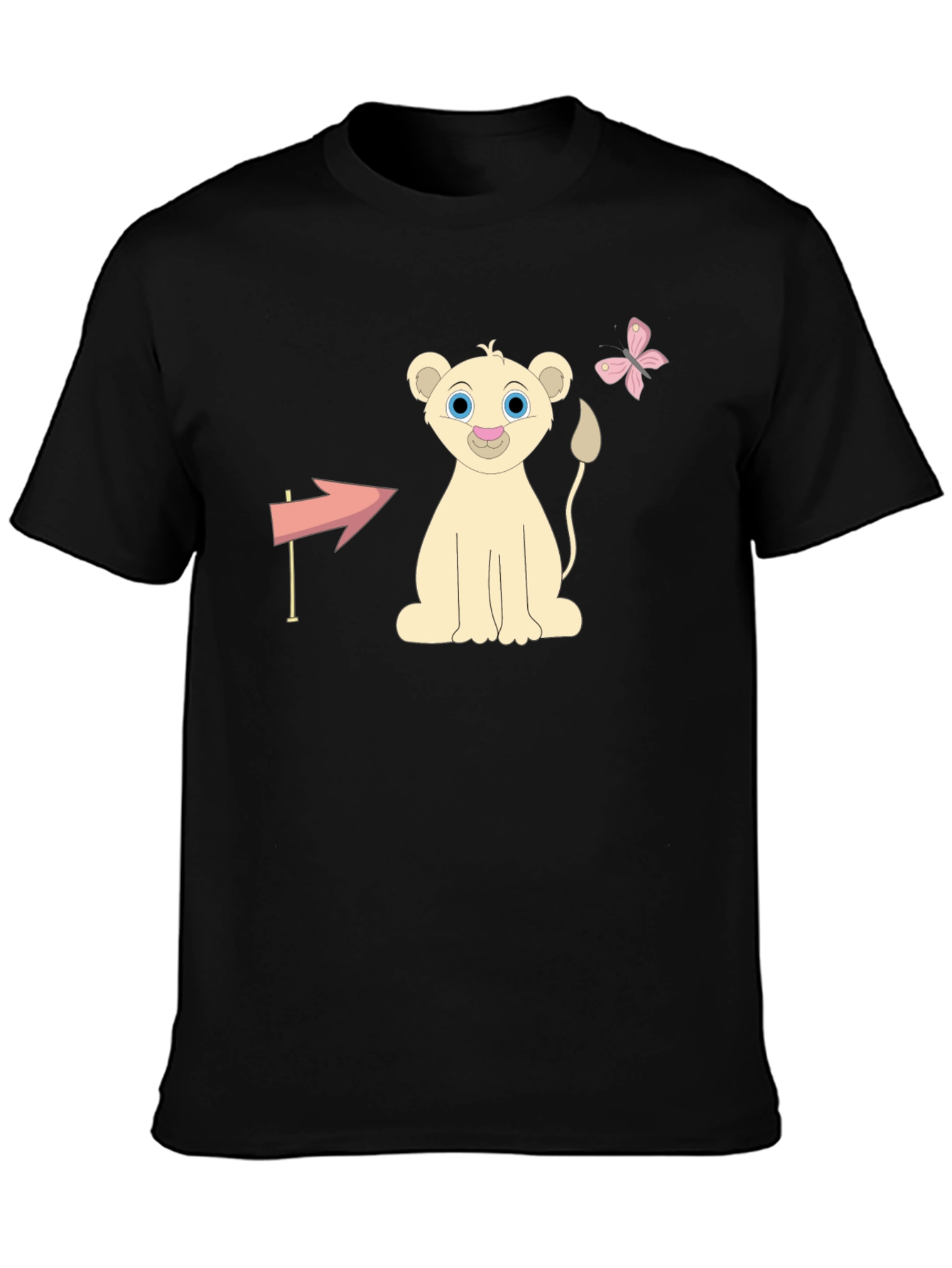Cute Lion Cub Graphic Tee - Unisex Black T-Shirt