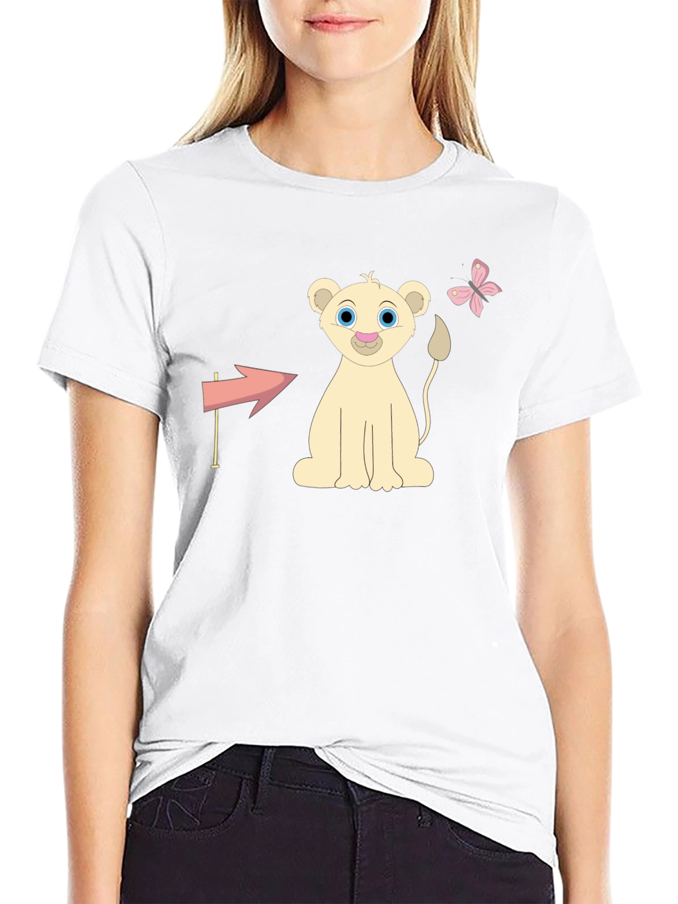 Cute Lion Cub Graphic Tee - Unisex Black T-Shirt