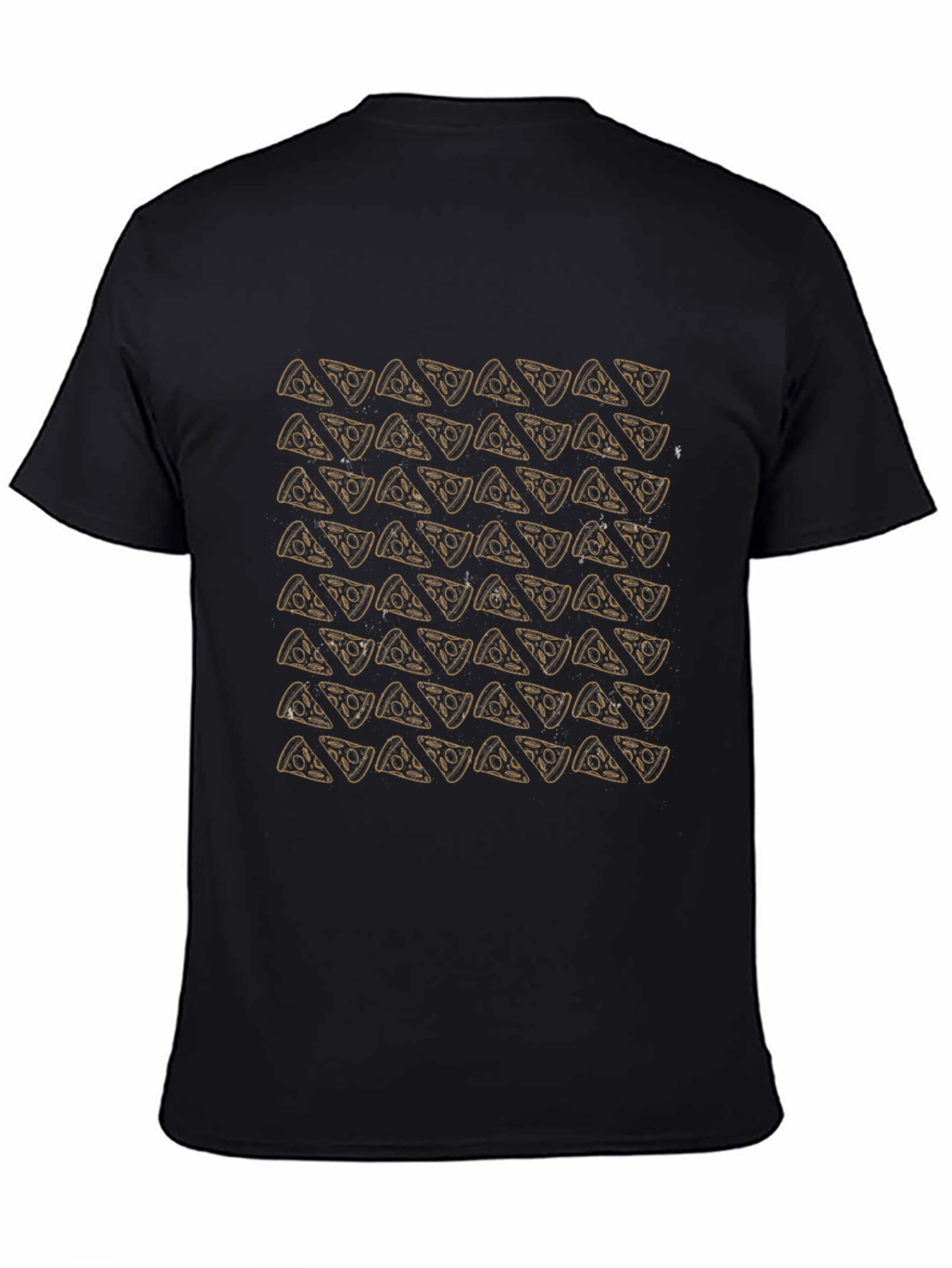 Pizza Pattern T-Shirt - Black Casual