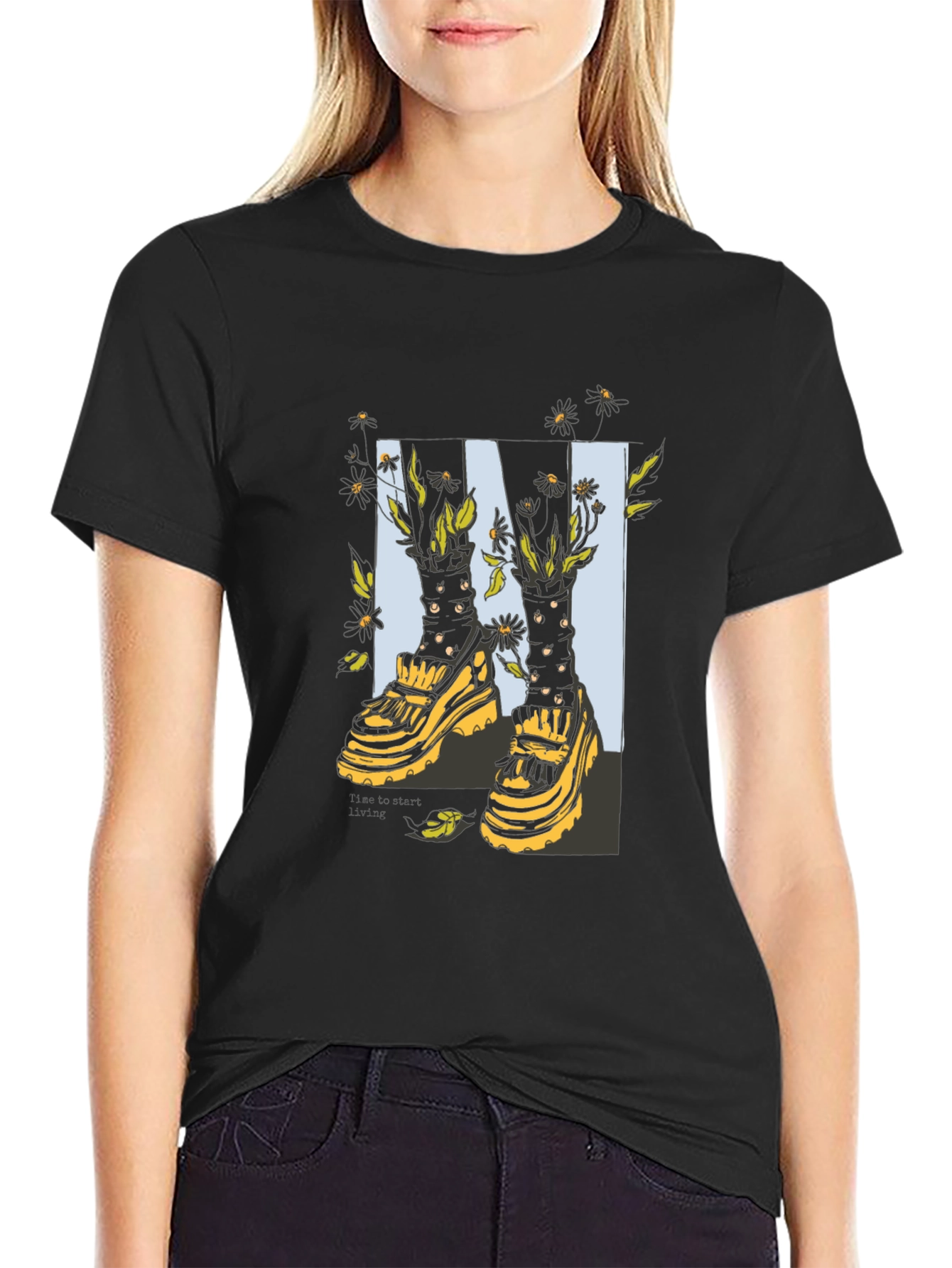 Trendy Floral Platform Sneakers Graphic T-Shirt