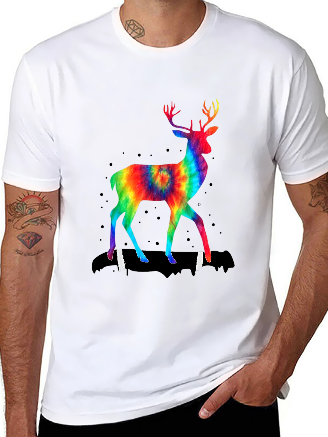 Rainbow Tie Dye Deer Graphic Tee